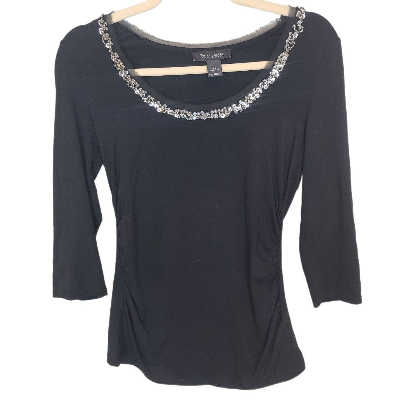 White House Black Market White House Black Market Blouse Women XS Beaded Black Scoop Size XS / US 0-2 / IT 36-38 - 1 Thumbnail