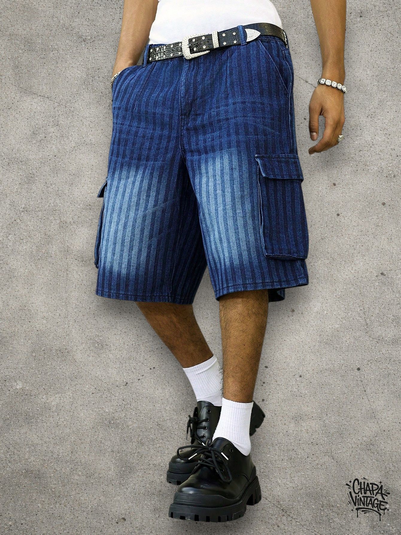 Japanese Brand Washed striped shorts Size US 32 / EU 48 - 1 Thumbnail