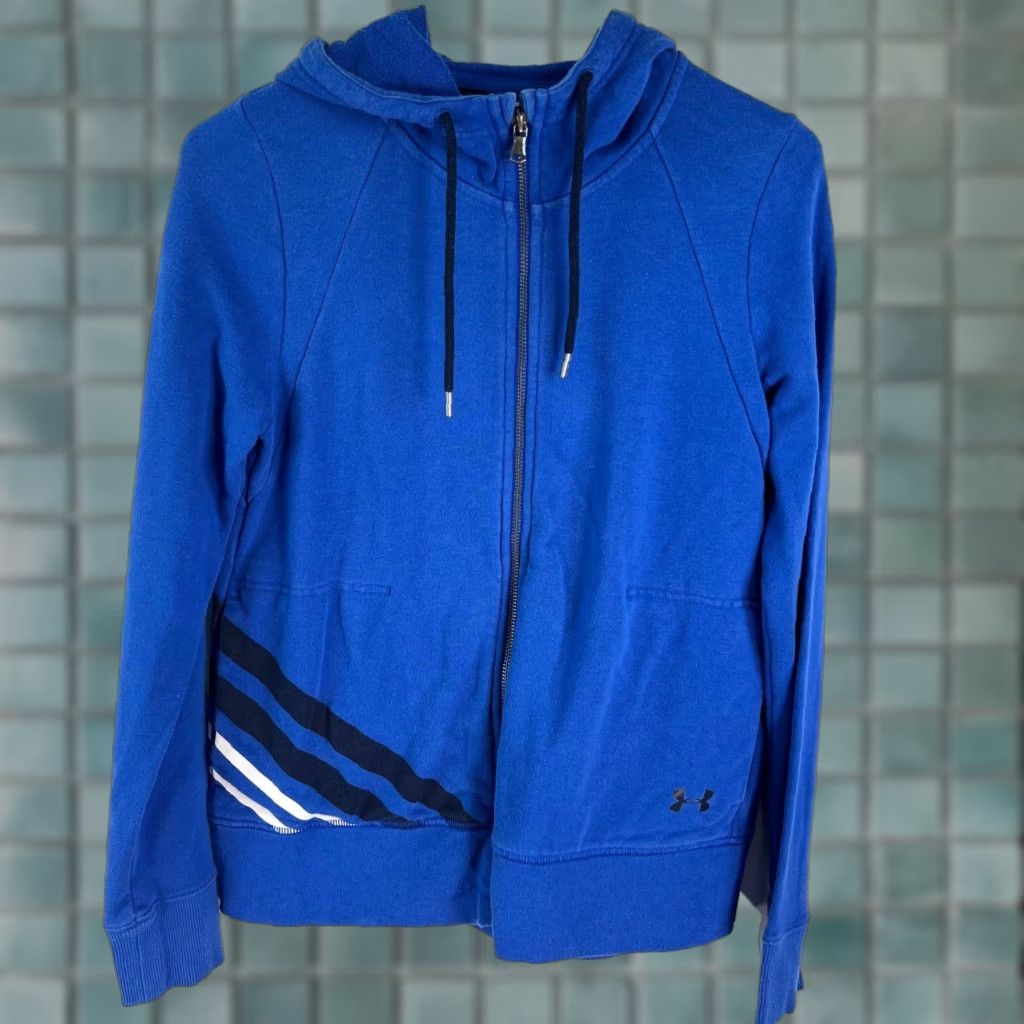 Under Armour Under Armour Hoodie Shirt Mens Small Loose Blue Full Zip Hooded Pockets Long Sleeve Sports Size US S / EU 44-46 / 1 - 1 Thumbnail