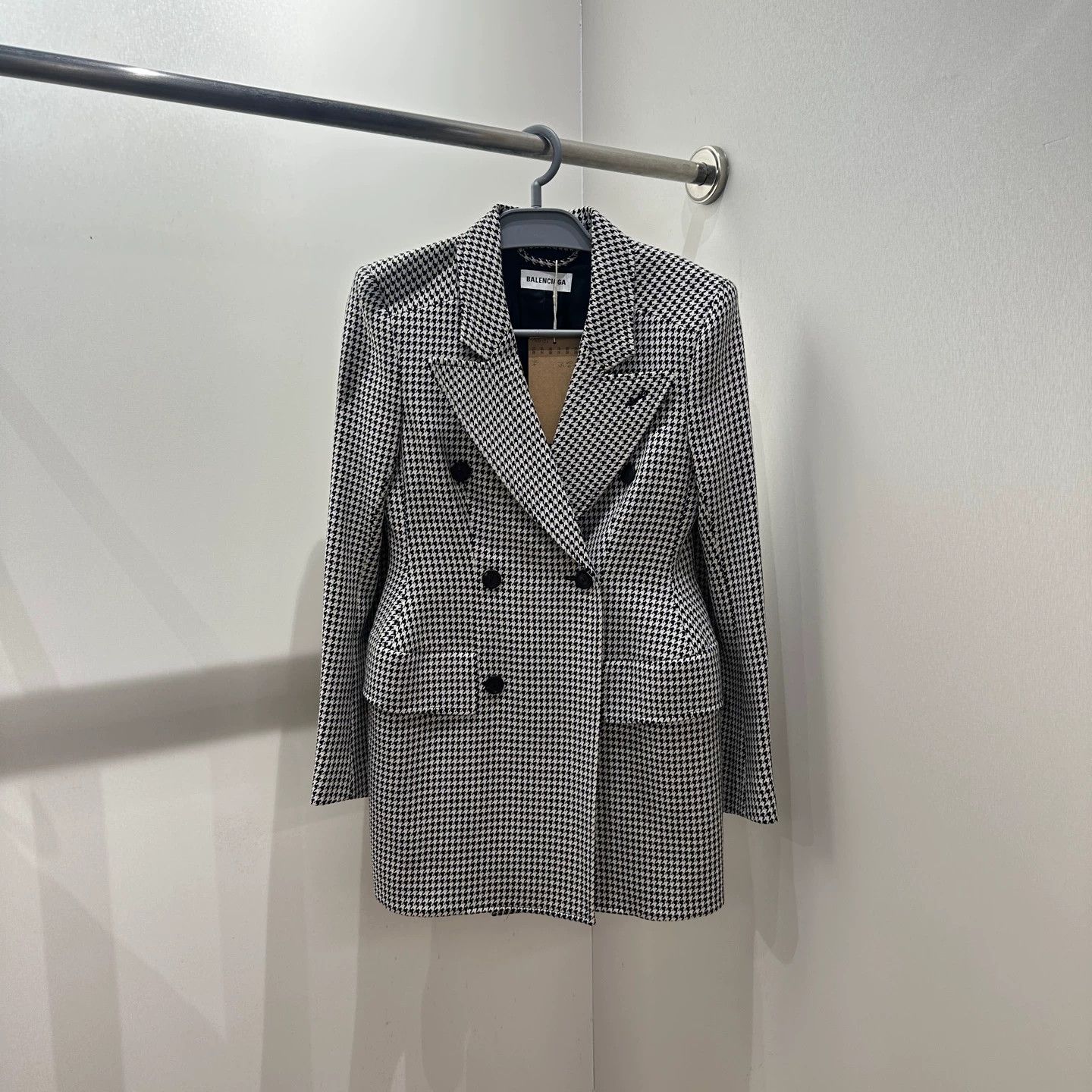 Balenciaga Balenciaga mar106 Hourglass houndstooth blazer 34 Size XXS / US 00 / IT 34 - 1 Thumbnail