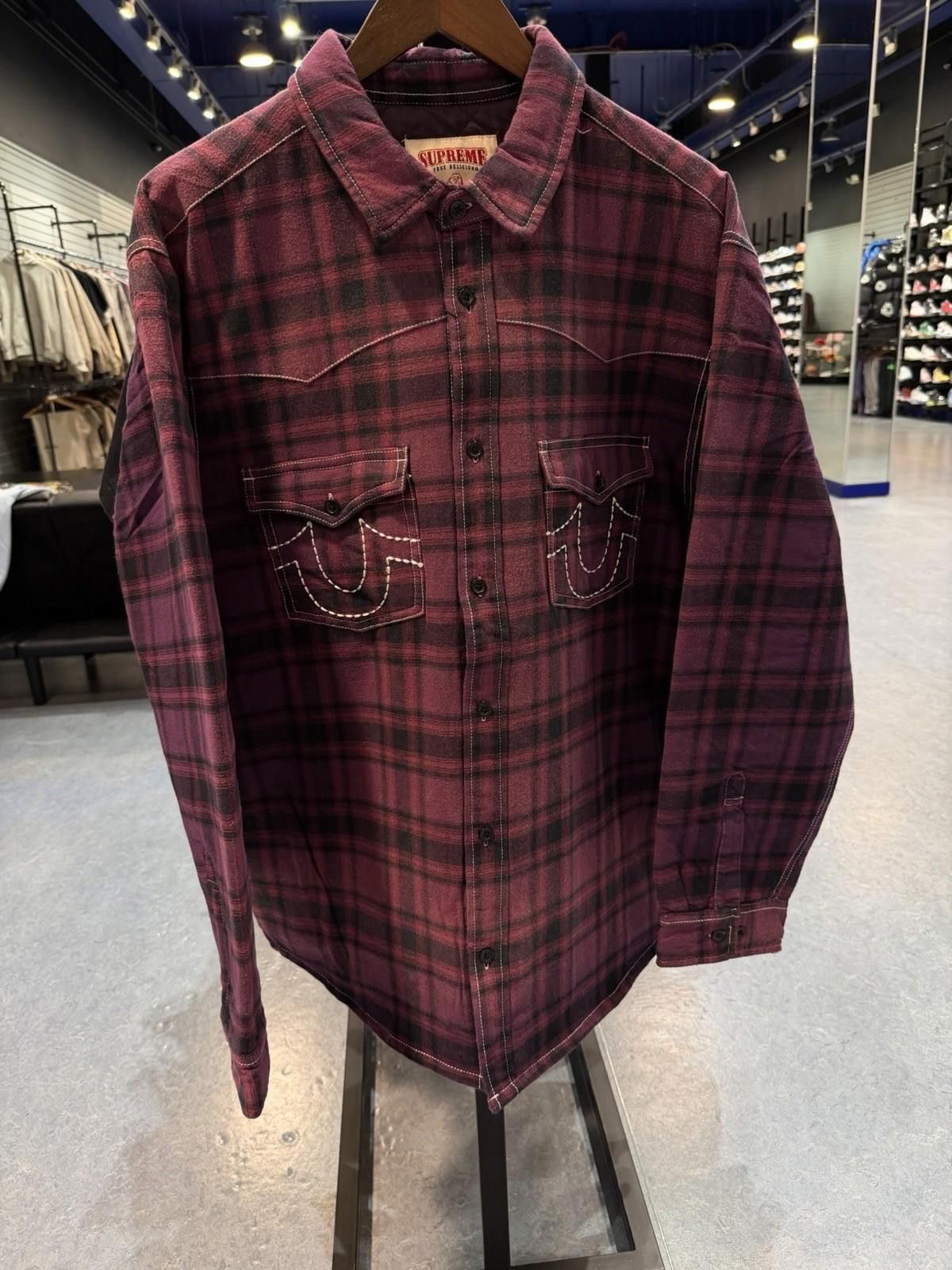 Supreme Supreme x True Religion Quilted Plaid Flannel 'Purple' XL