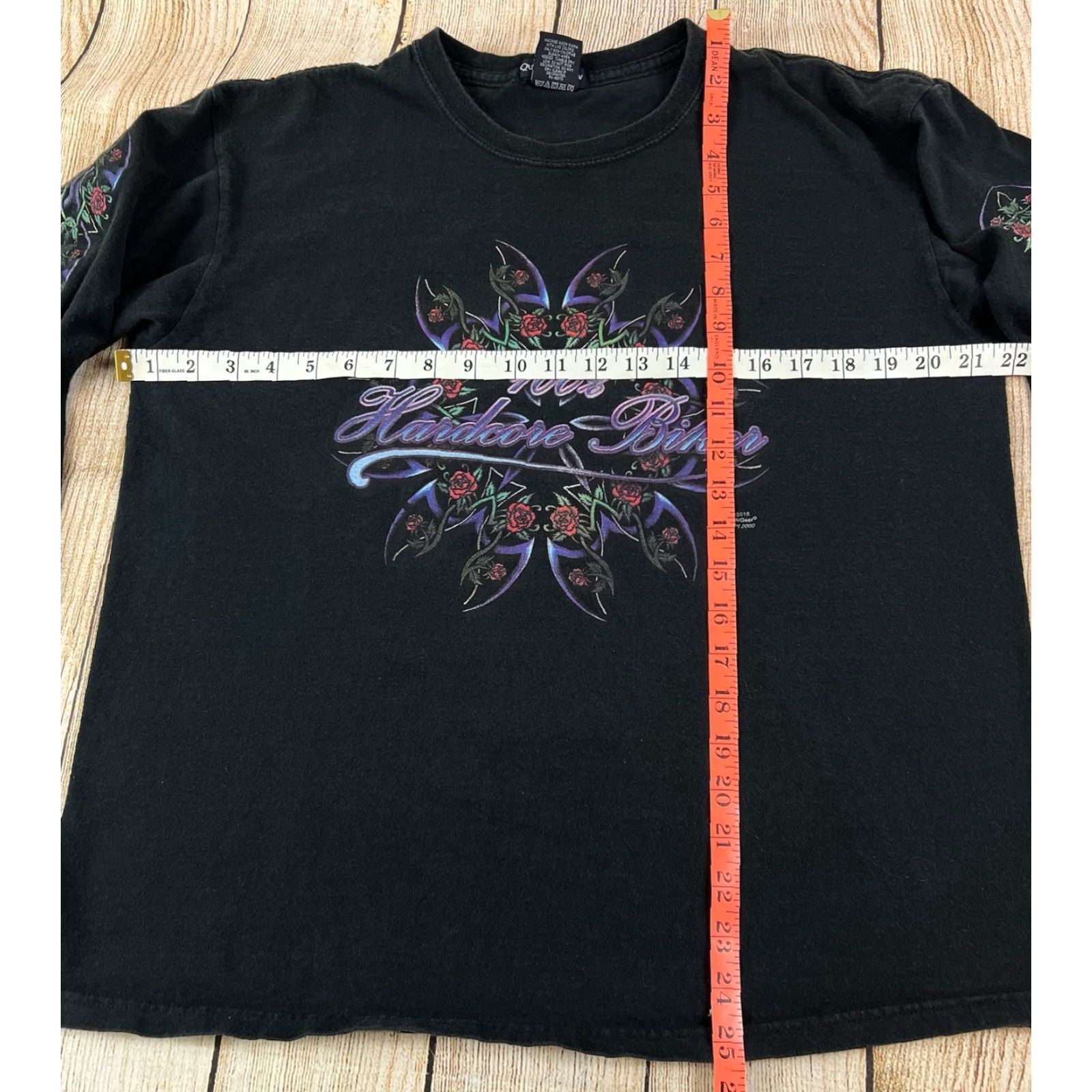 Vintage VINTAGE Quail Hollow Biker T-Shirt Long Sleeve Size L Mens Black Solid Graphic Rose Tribal Sleeve Size US L / EU 52-54 / 3 - 6 Thumbnail