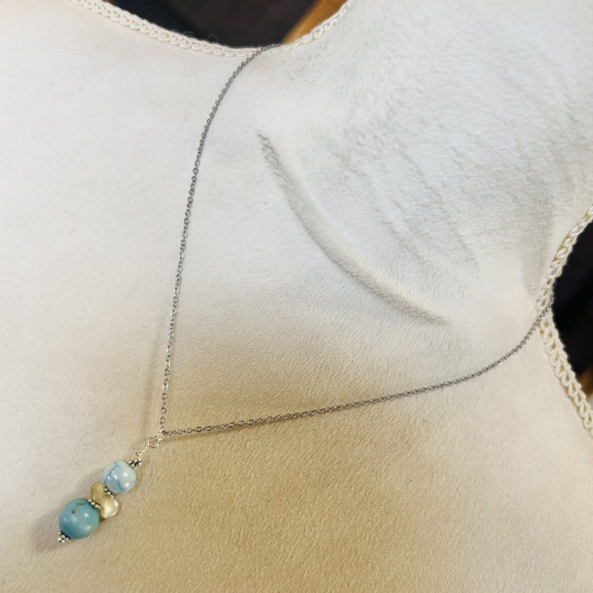Handmade Handcrafted vintage bead drop pendant on chain necklace Size ONE SIZE - 2 Thumbnail