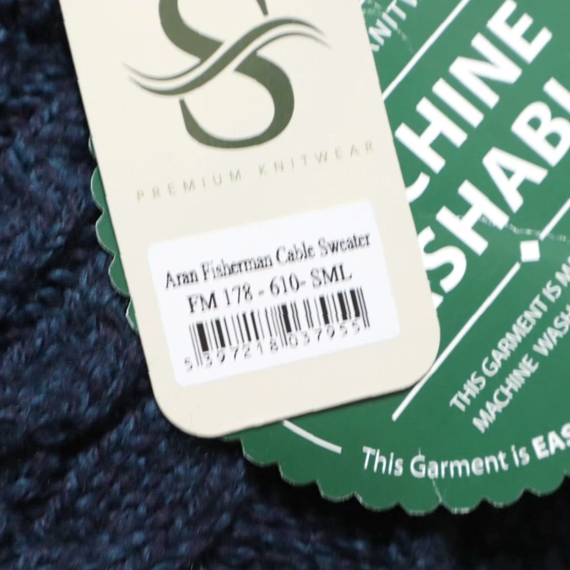 Vintage Saol Aran Fisherman Cable Solid Long Sleeve Sweater Teal Men's S Shirt Size US S / EU 44-46 / 1 - 6 Thumbnail