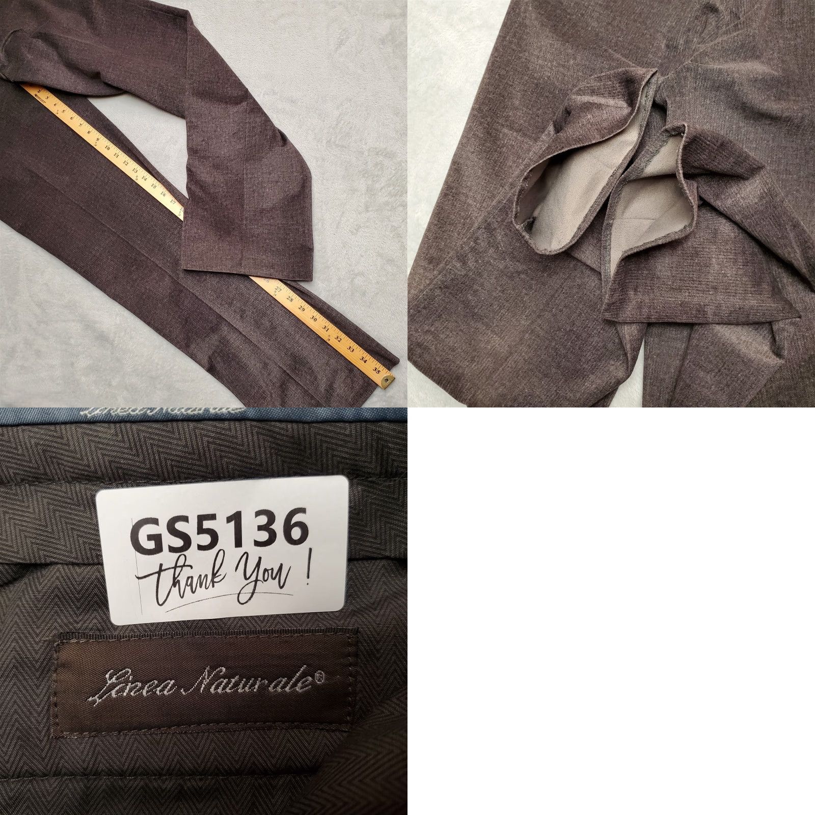 Vintage Linea Naturale Pants Mens 34x36 Brown Micro Poly Flat Front Chino Smart Casual Size US 34 / EU 50 - 9 Thumbnail