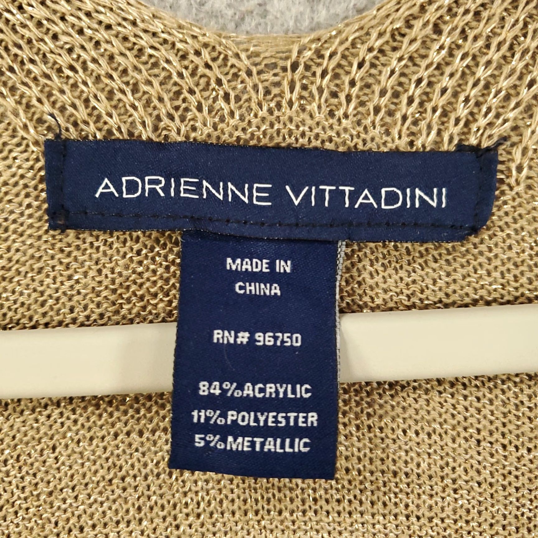Vintage Adrienne Vittadini Womens Cardigan One Size Tan Knit Metallic Shimmer Flowy OSFA Size ONE SIZE - 5 Thumbnail