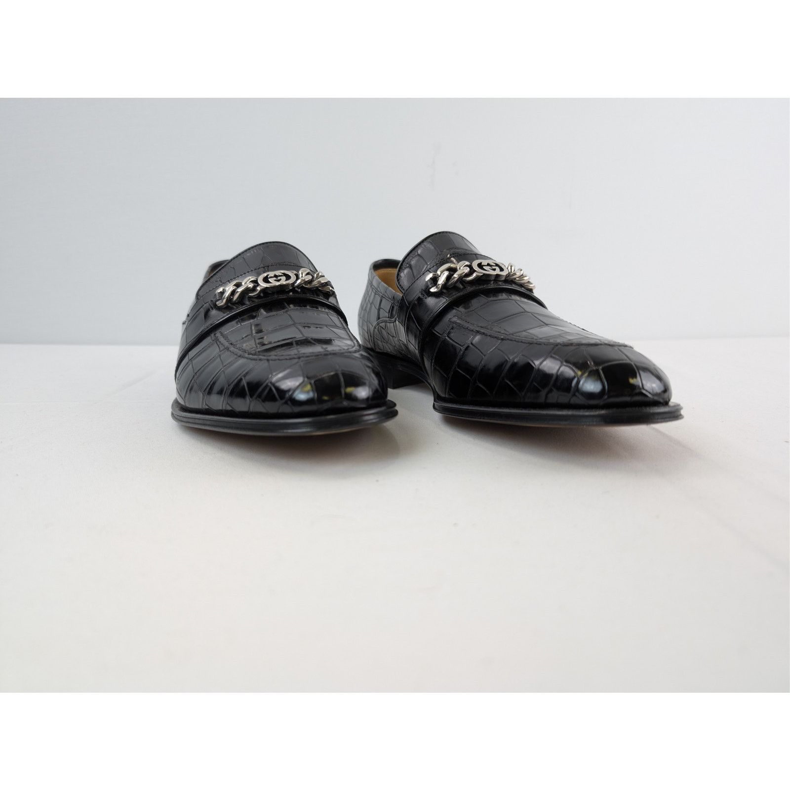 Gucci o1rshd1 Sukey Logo Crocodile Dress Loafers Shoe Boots Black Size US 10 / EU 43 - 5 Thumbnail