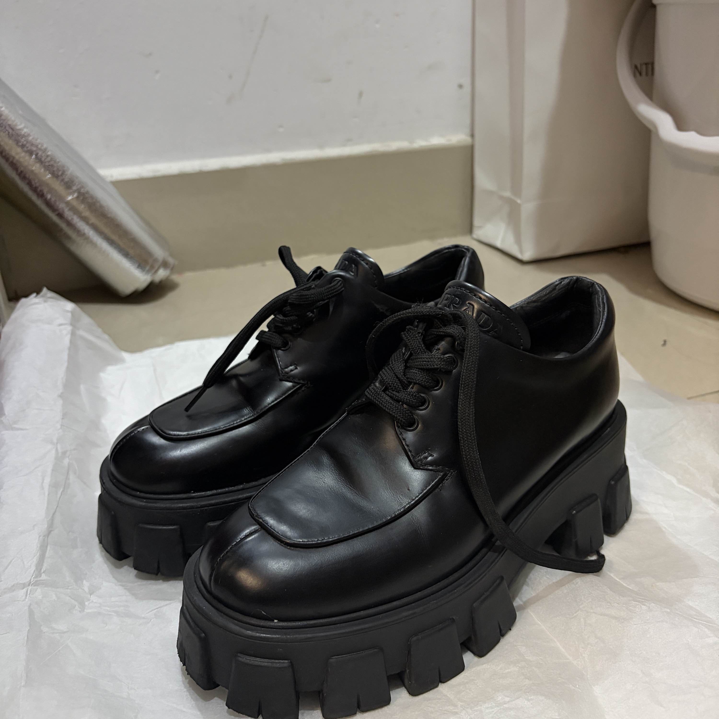 Prada Prada Monolith Leather Platform Shoes Size 37 Size US 7 / IT 37 - 1 Thumbnail