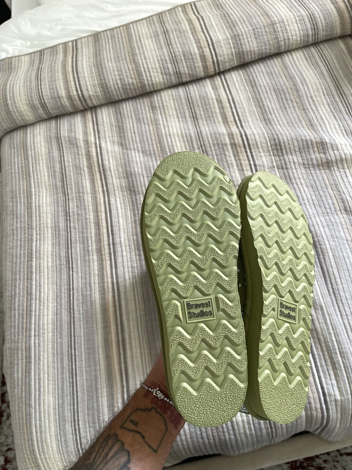 Bravest Studios Bravest Studios Green Plaid Suede Clogs Size US 7 / EU 40 - 3 Thumbnail