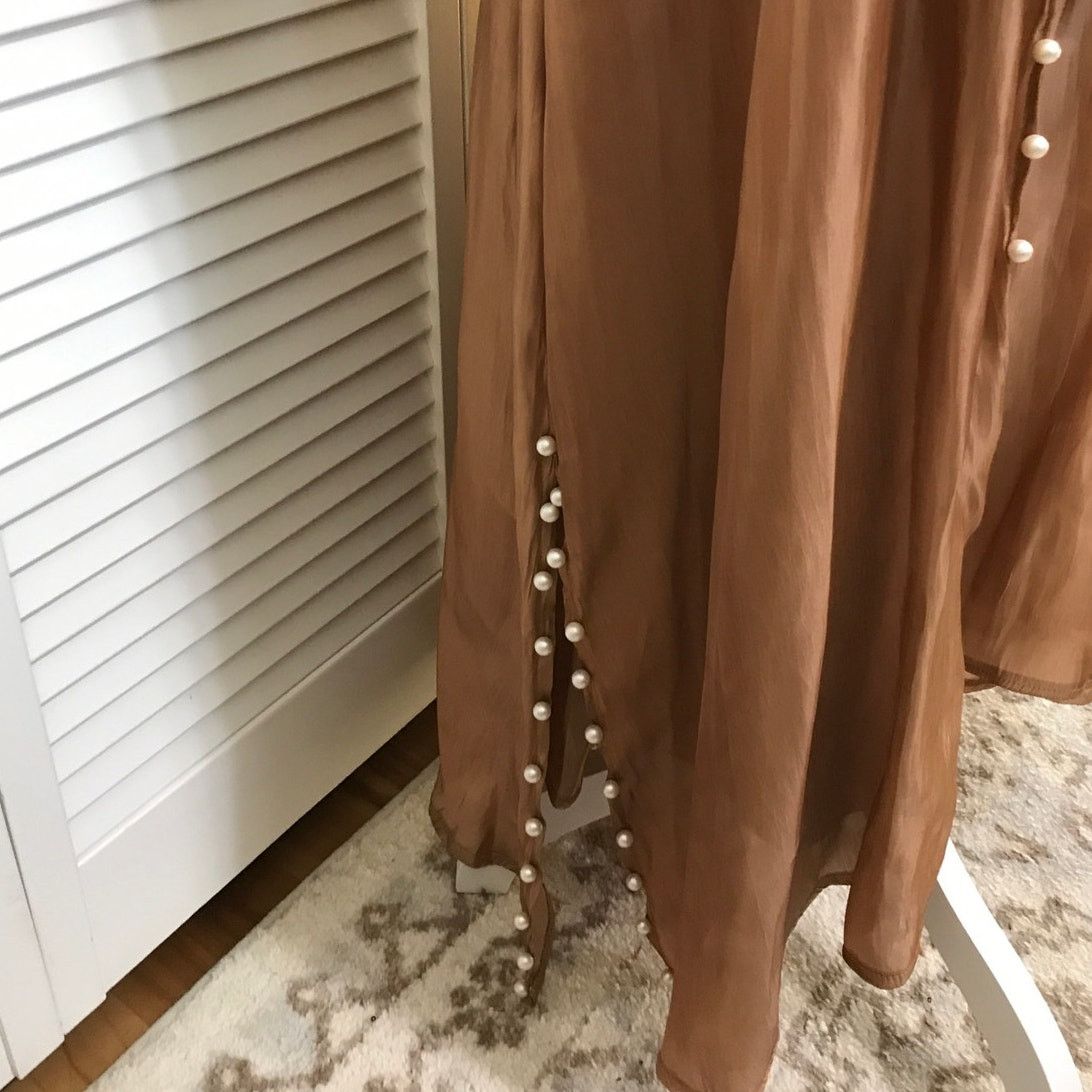 Other Elegant Bronze Metallic Beaded Cardigan Dress A-line Set L Size L / US 10 / IT 46 - 9 Thumbnail