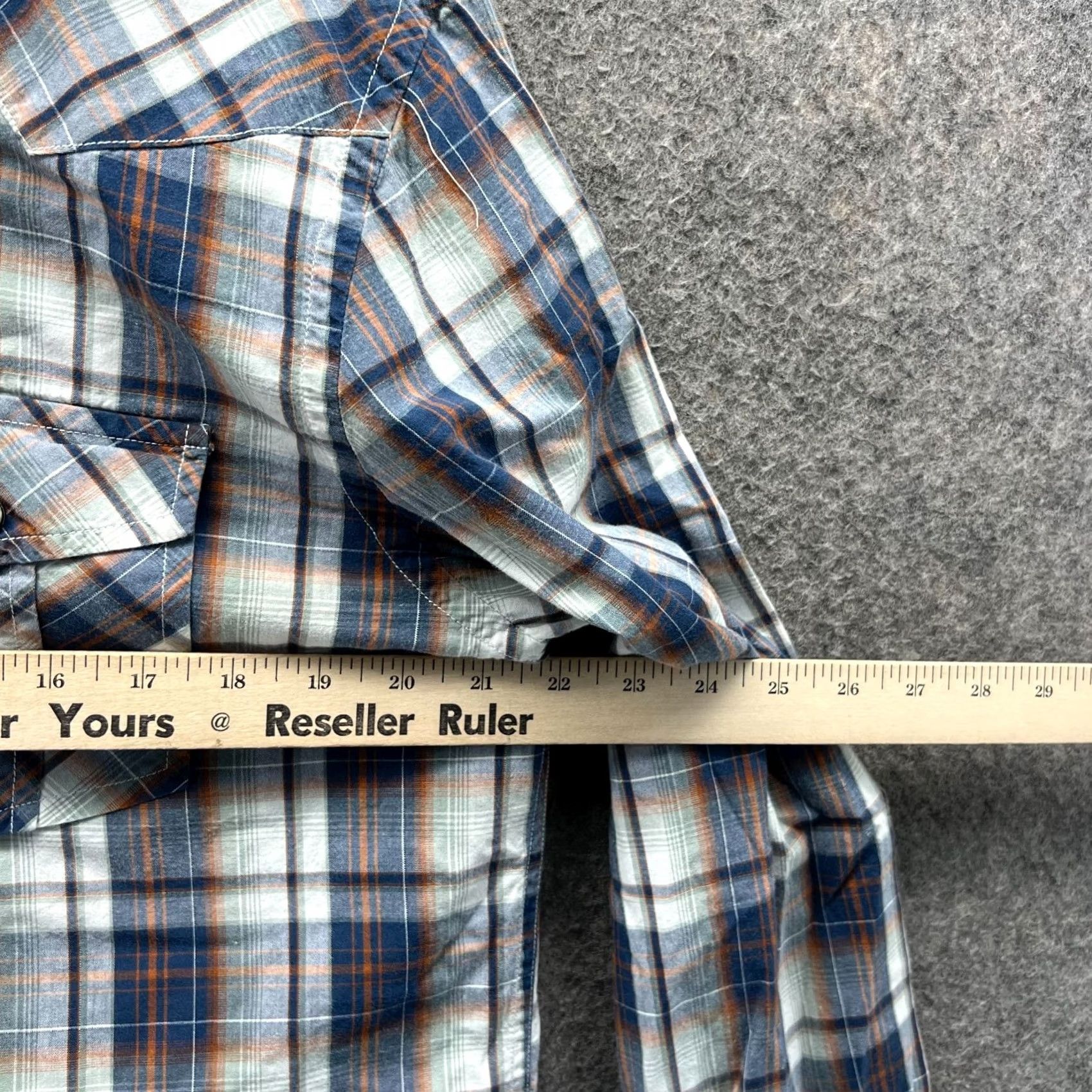 American Eagle Outfitters VINTAGE American Eagle Outfitters Shirt Western Plaid Button-Up Long Sleeve Collared Blue Orange Mens Large 44 Chest Regular Fit Cotton Size US L / EU 52-54 / 3 - 4 Thumbnail