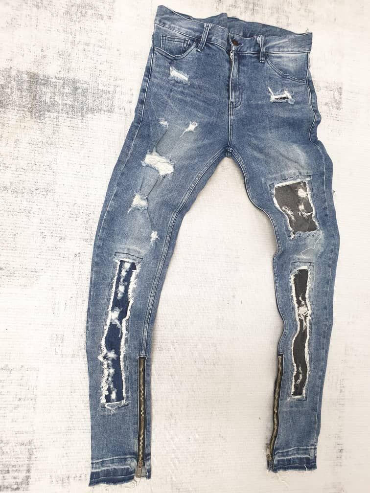 Japanese Brand Dance schon patchwork super skinny Size US 30 / EU 46 - 6 Thumbnail