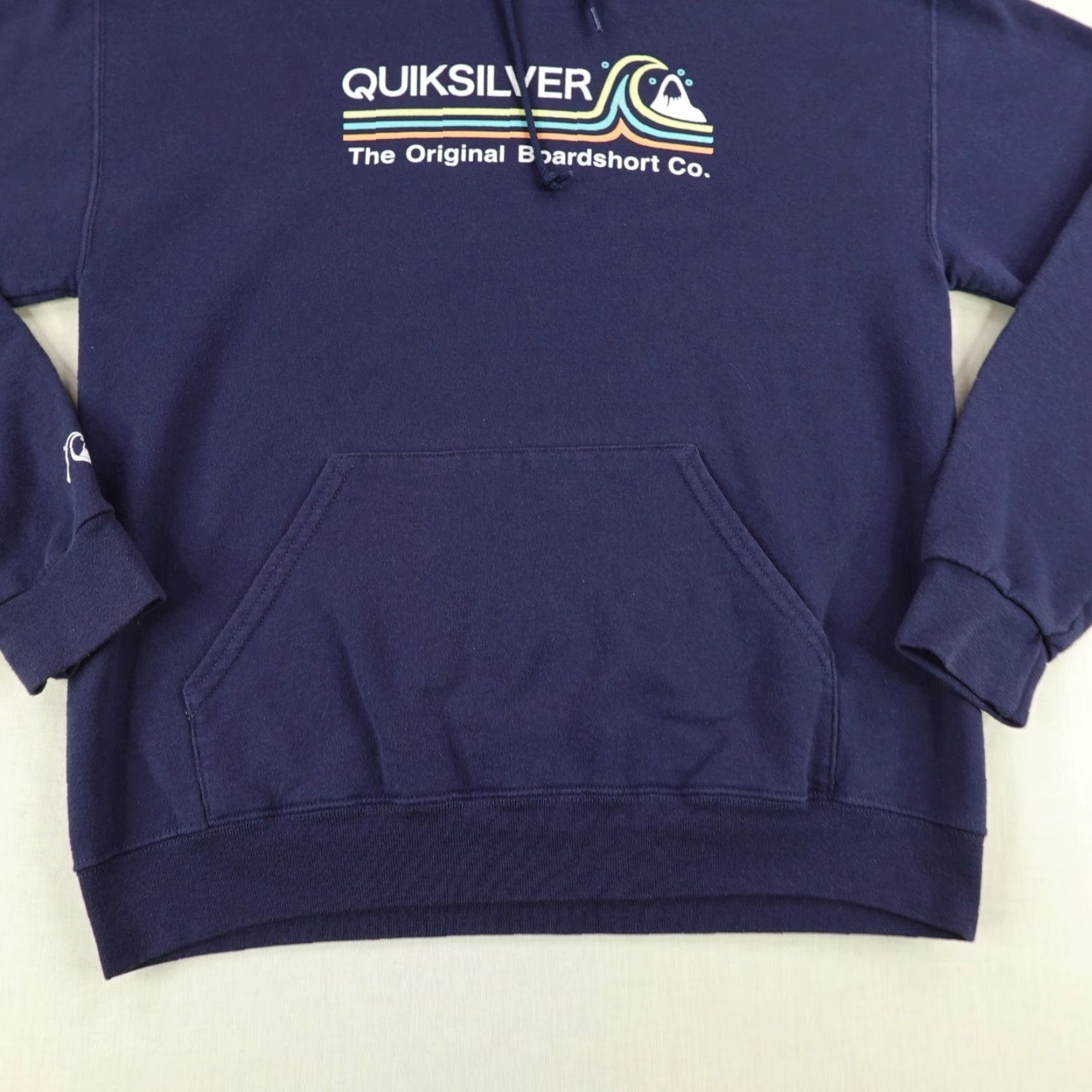 Quiksilver VINTAGE Quiksilver Hoodie Mens M Blue Graphic Print Hooded Pockets Pullover Sweatshirt Beach Outdoor 90s Skating Mens Size US M / EU 48-50 / 2 - 4 Thumbnail