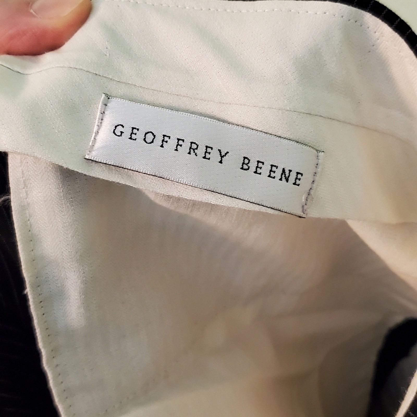 Geoffrey Beene Geoffrey Beene Navy Striped Wool Trousers 33x32 Size US 33 - 4 Thumbnail