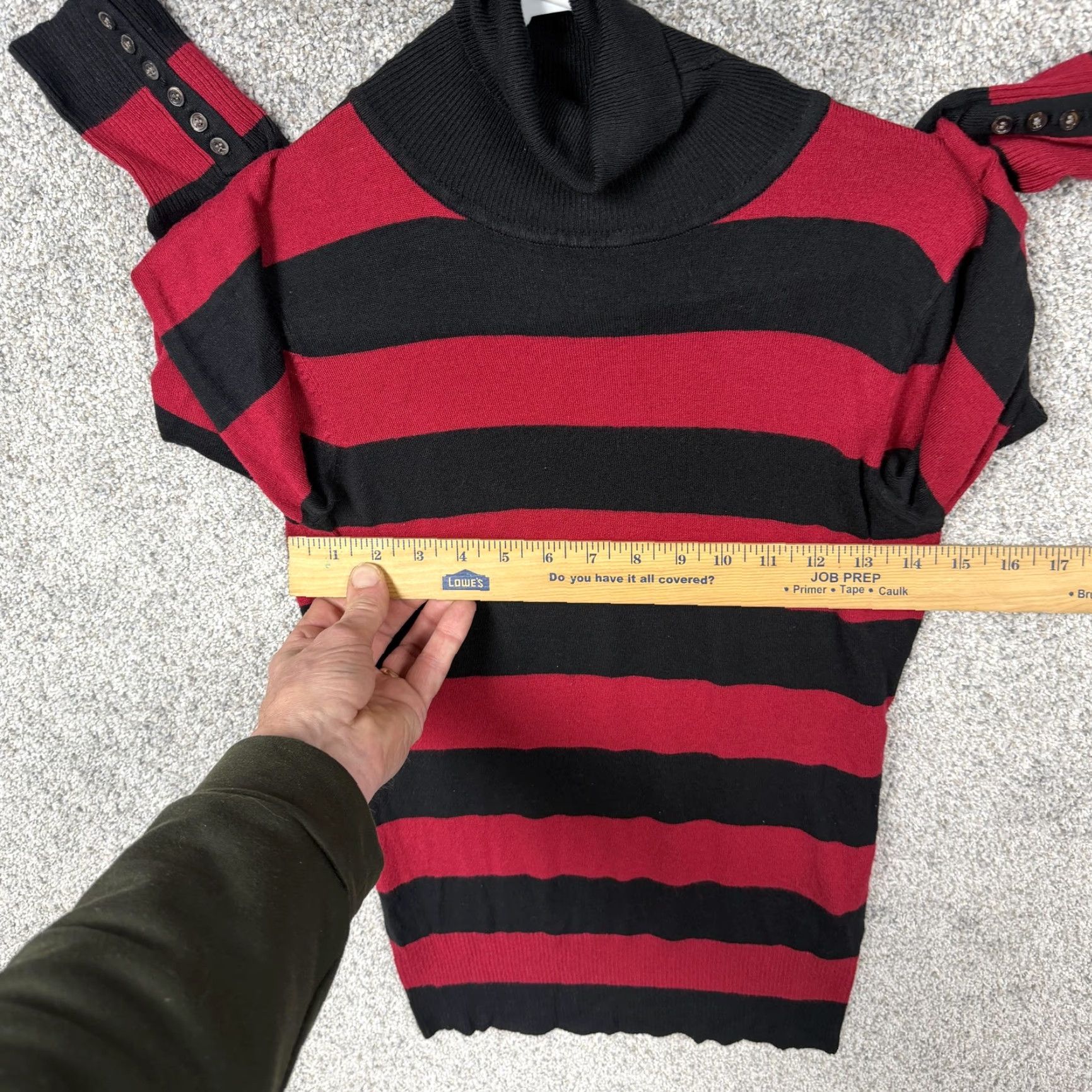 Express VINTAGE Express Sweater Womens M Red Black Striped Turtleneck Ribbed Grunge Emo Alt Goth Size M / US 6-8 / IT 42-44 - 4 Thumbnail