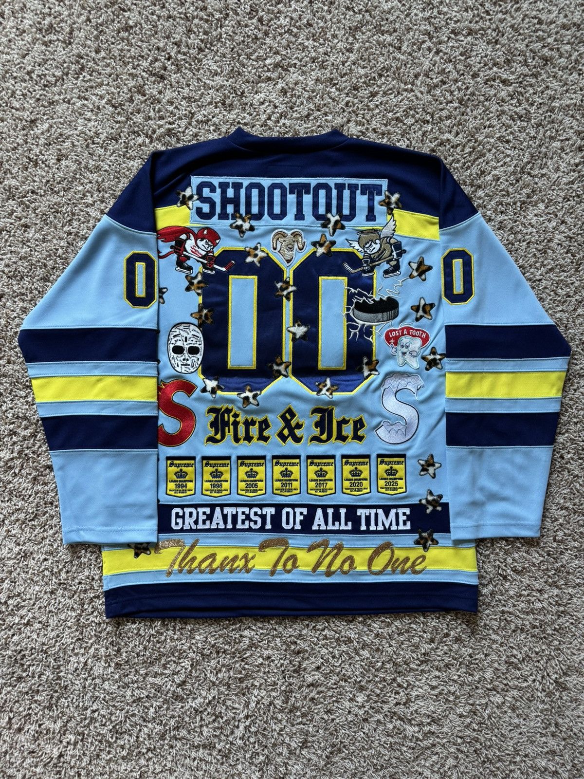 Supreme Supreme Fire & Ice Patches Hockey Jersey Light Blue Size US L / EU 52-54 / 3 - 1 Thumbnail