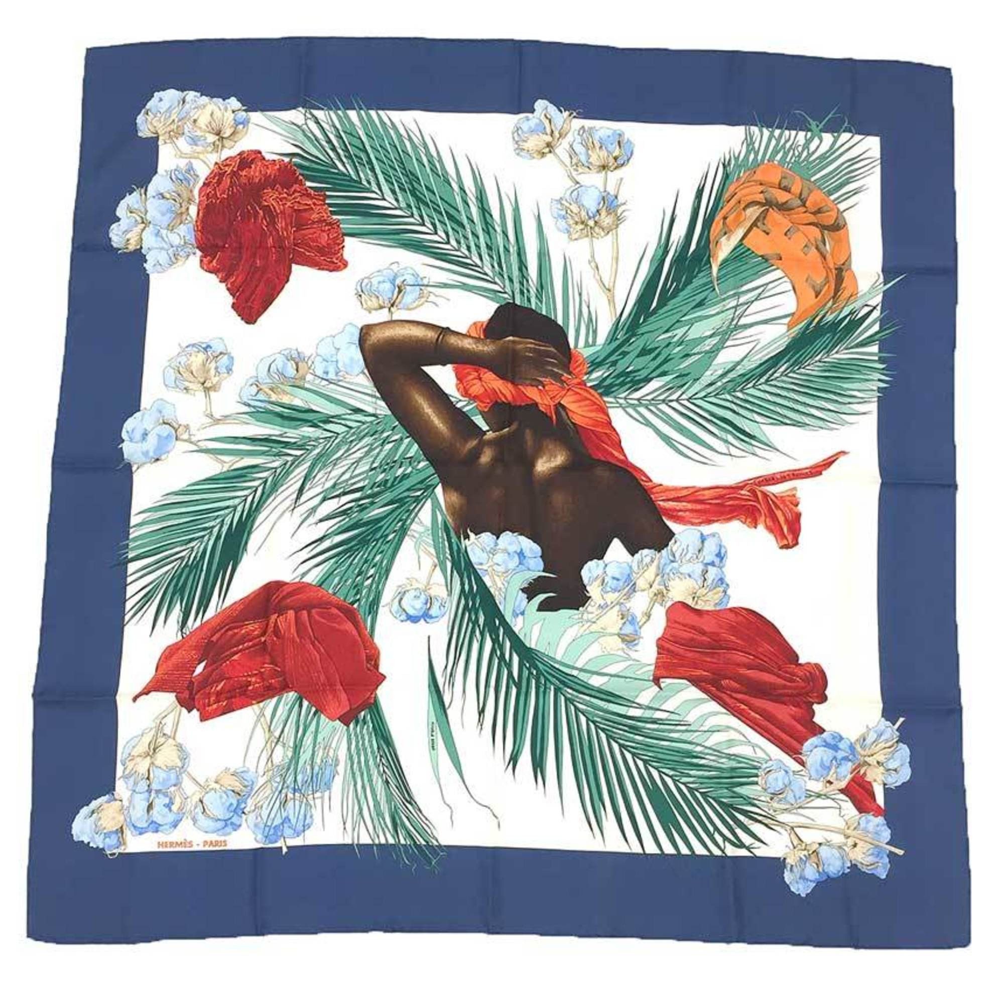 Hermes Hermes Carre 90 Scarf Muffler TURBANS DES REINES Princess Turban Blue 100% Silk aq10425 Size ONE SIZE - 1 Thumbnail