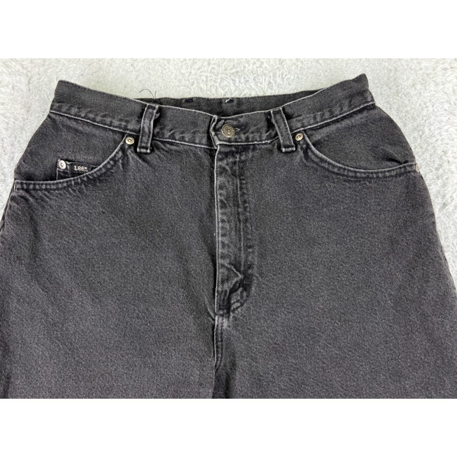 Lee VINTAGE Lee Jeans Juniors 14 Black High Rise Mom 26x28 100% Cotton Denim Distressed 5-Pocket Designer Western America Lee Womens Jeans Size 36" / US 14 / IT 50 - 4 Thumbnail