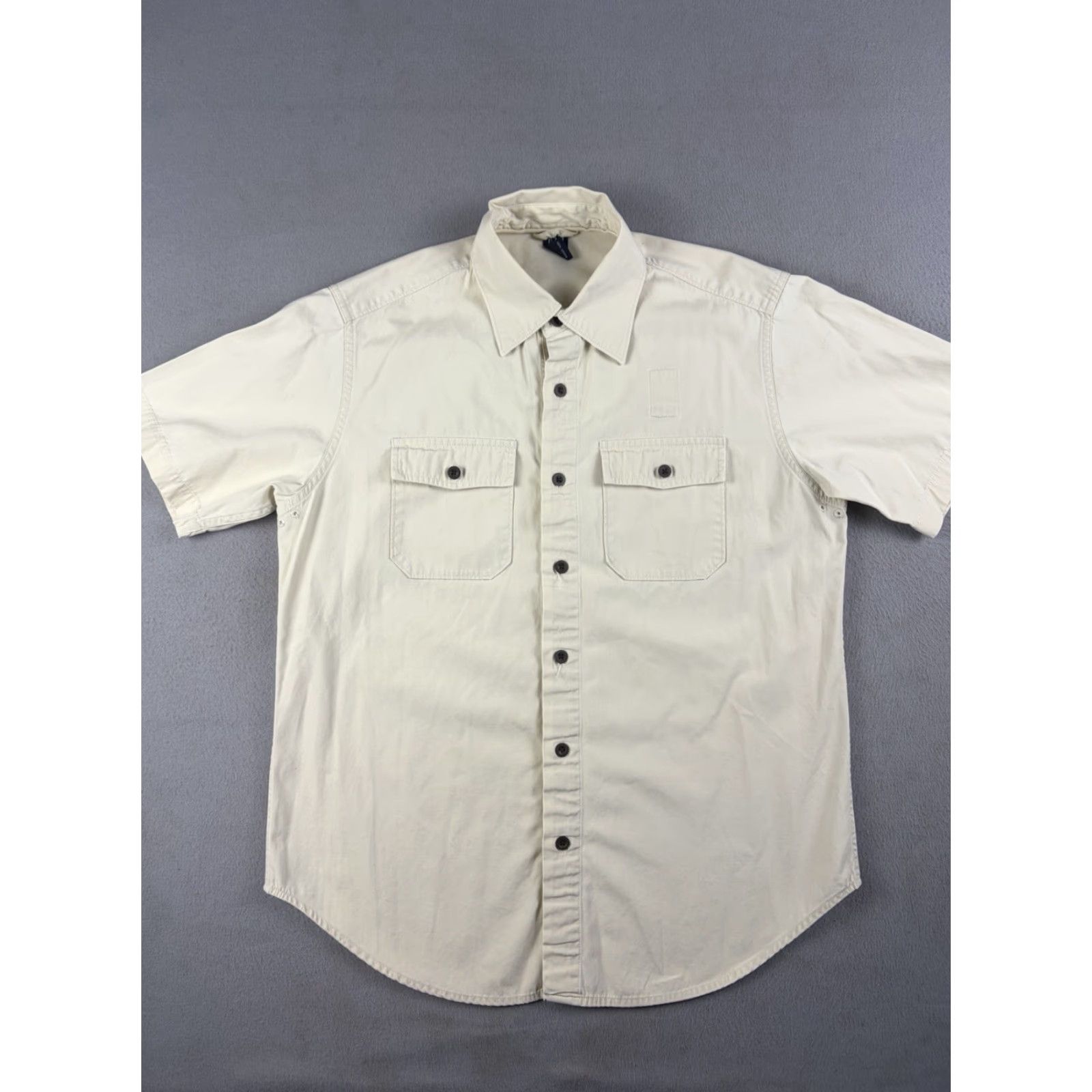 Gap VINTAGE Gap Shirt Men’s S Beige Short Sleeve Button-Up Workwear Cotton Size US S / EU 44-46 / 1 - 2 Thumbnail
