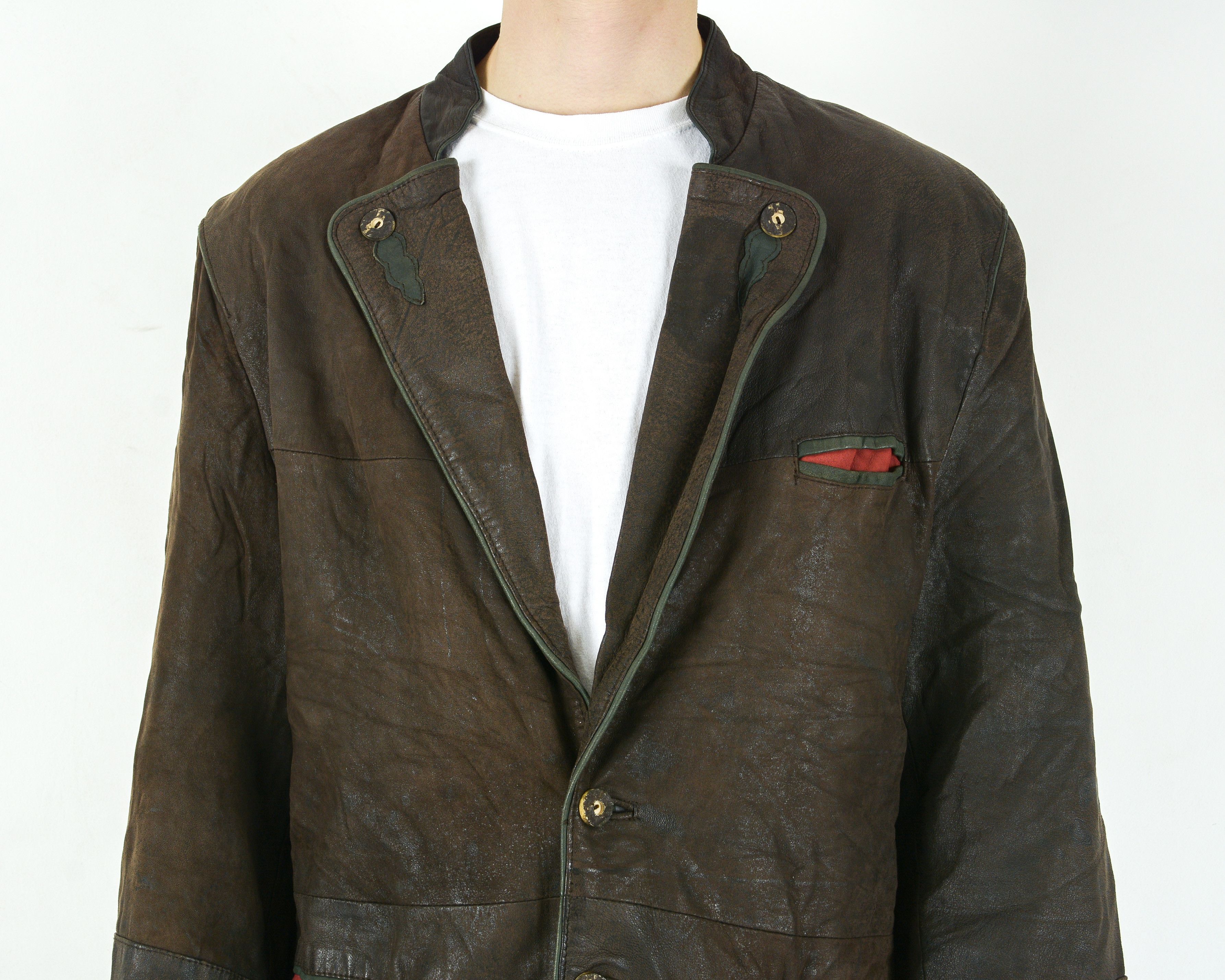 Leather W18 Leather L Trachten Jacket Coat Blazer Oktoberfest Size 44S - 3 Thumbnail
