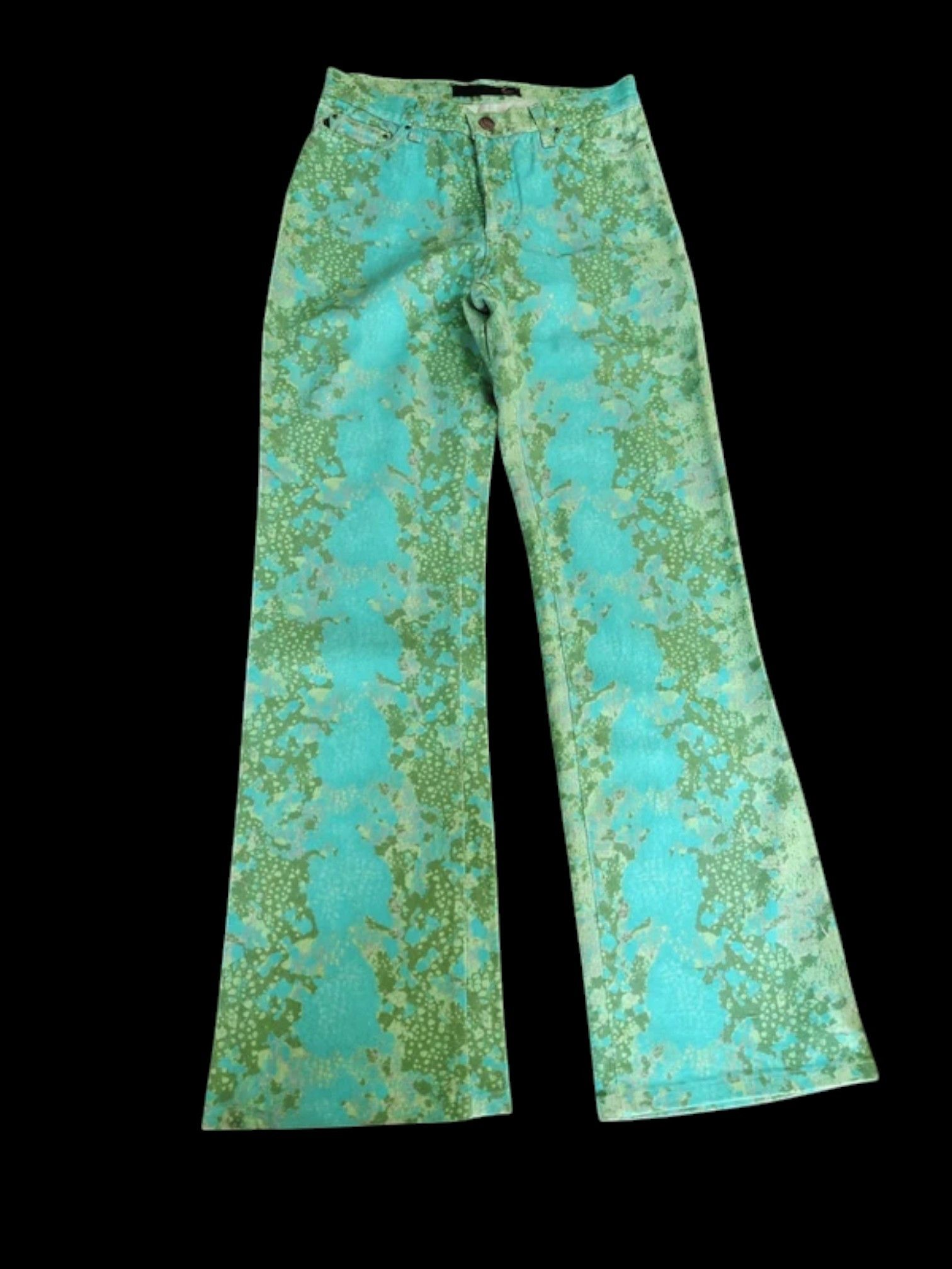 Just Cavalli Just Cavalli Glitter Acid Printed Jeans in Aqua & Green 2000 Size 27" / US 4 / IT 40 - 1 Thumbnail