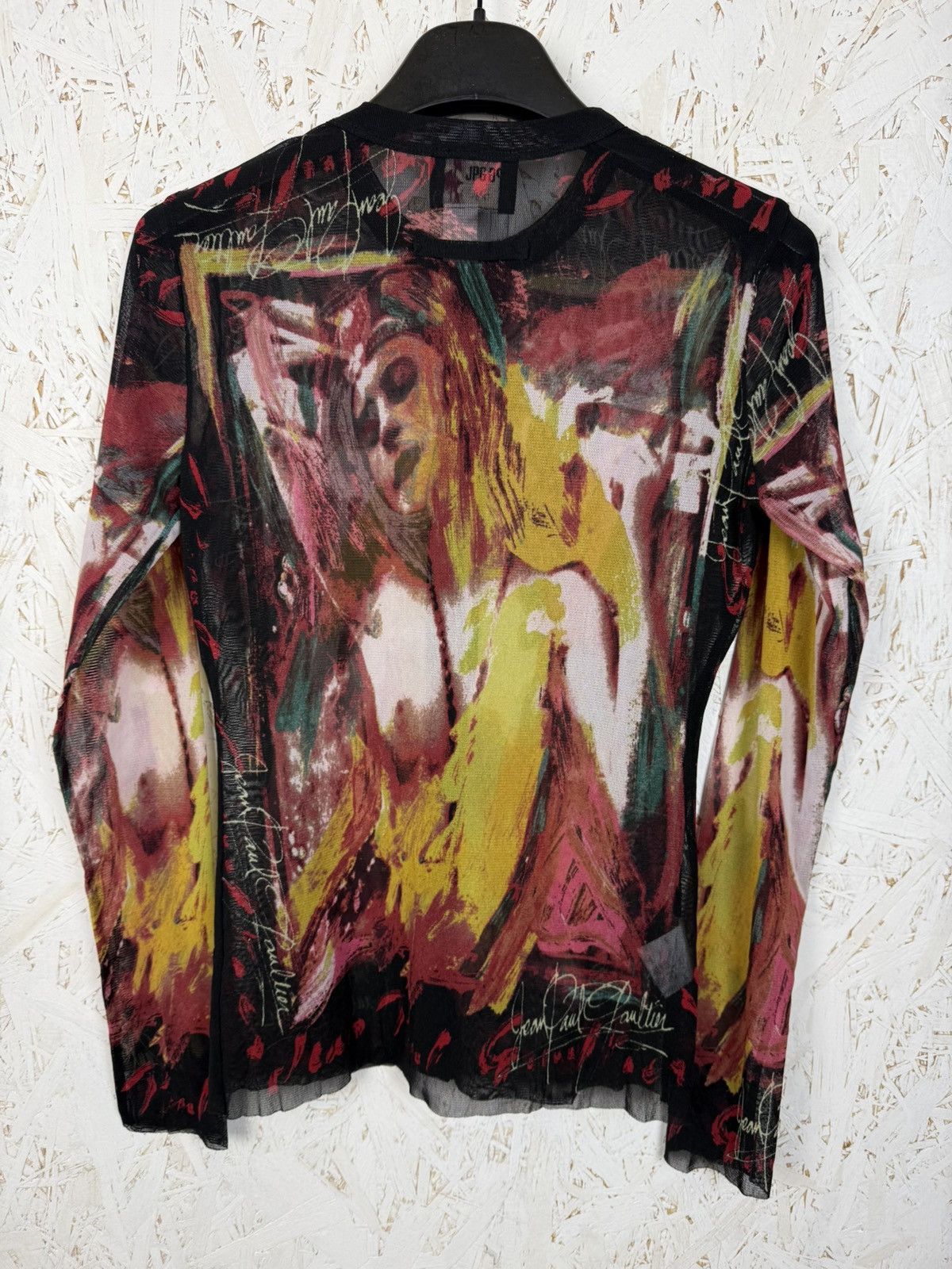 Jean Paul Gaultier 90s Vintage Jean Paul Gaultier Painted Woman Mesh Cardigan Size S / US 4 / IT 40 - 7 Thumbnail