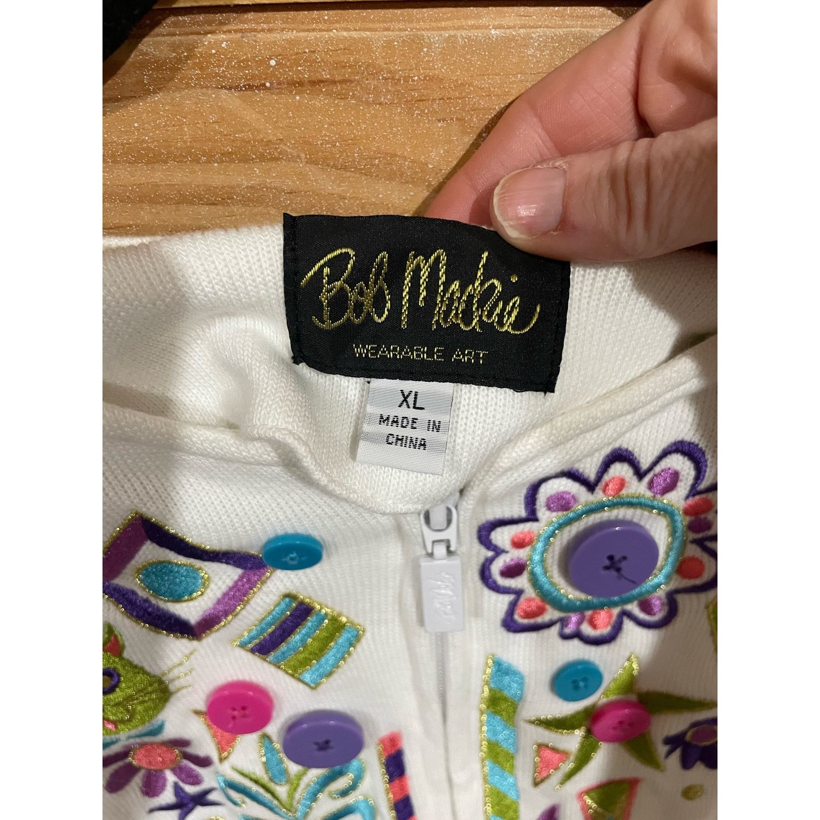 Bob Mackie Bob Mackie Wearable Art Zip Up Sweater, size XL Size XL / US 12-14 / IT 48-50 - 8 Thumbnail