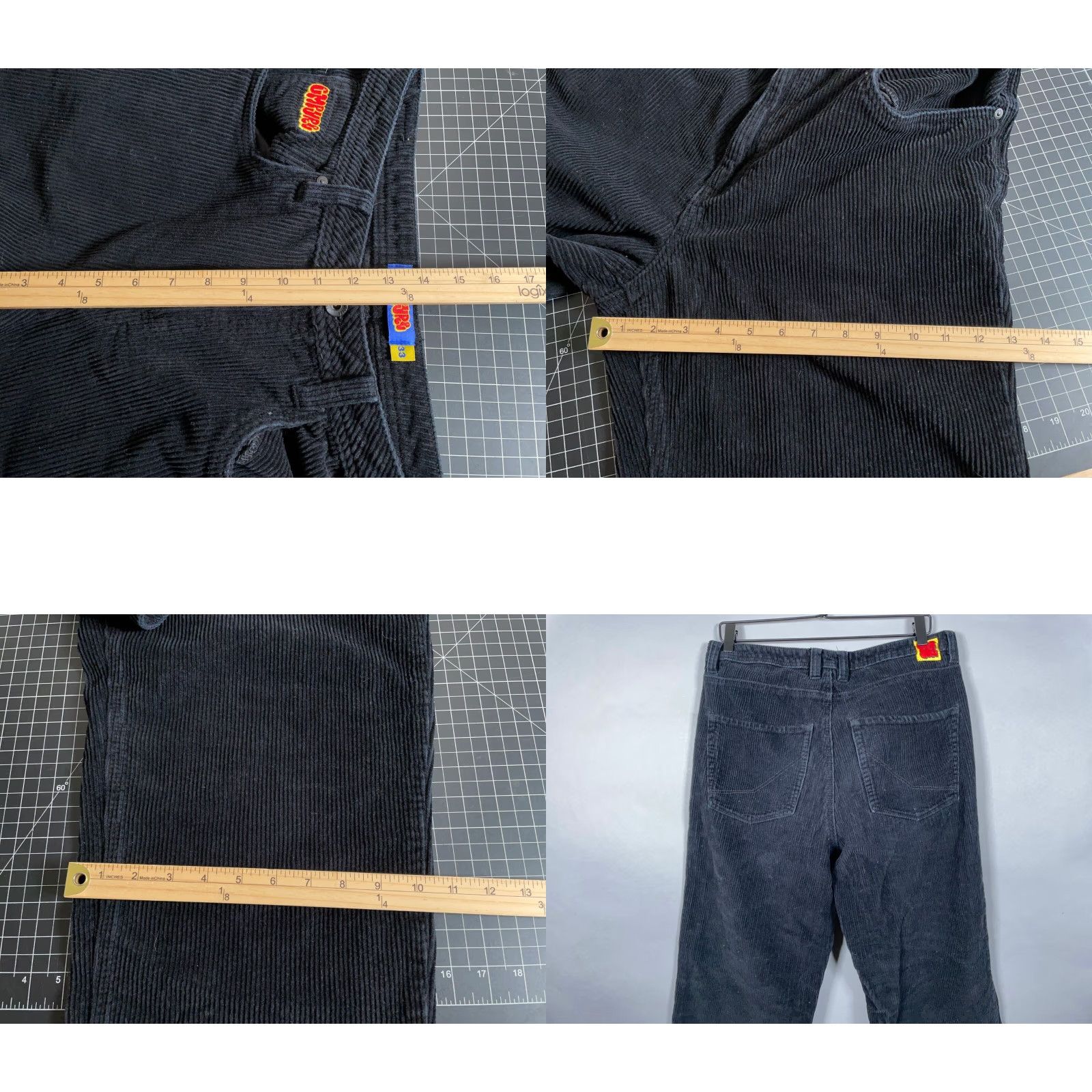 Empyre Empyre Corduroy Pants Mens 33 x 27 Black Straight Leg Relaxed Fit Vintage 90s Theme Skater Rave Casual Chino Pants Size US 33 - 8 Thumbnail