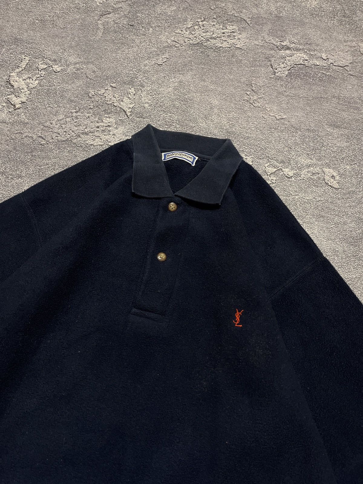 Vintage × Yves Saint Laurent Fleece YSL Sweatshirt 1/4 Logo YSL Sweater Size US XL / EU 56 / 4 - 4 Thumbnail