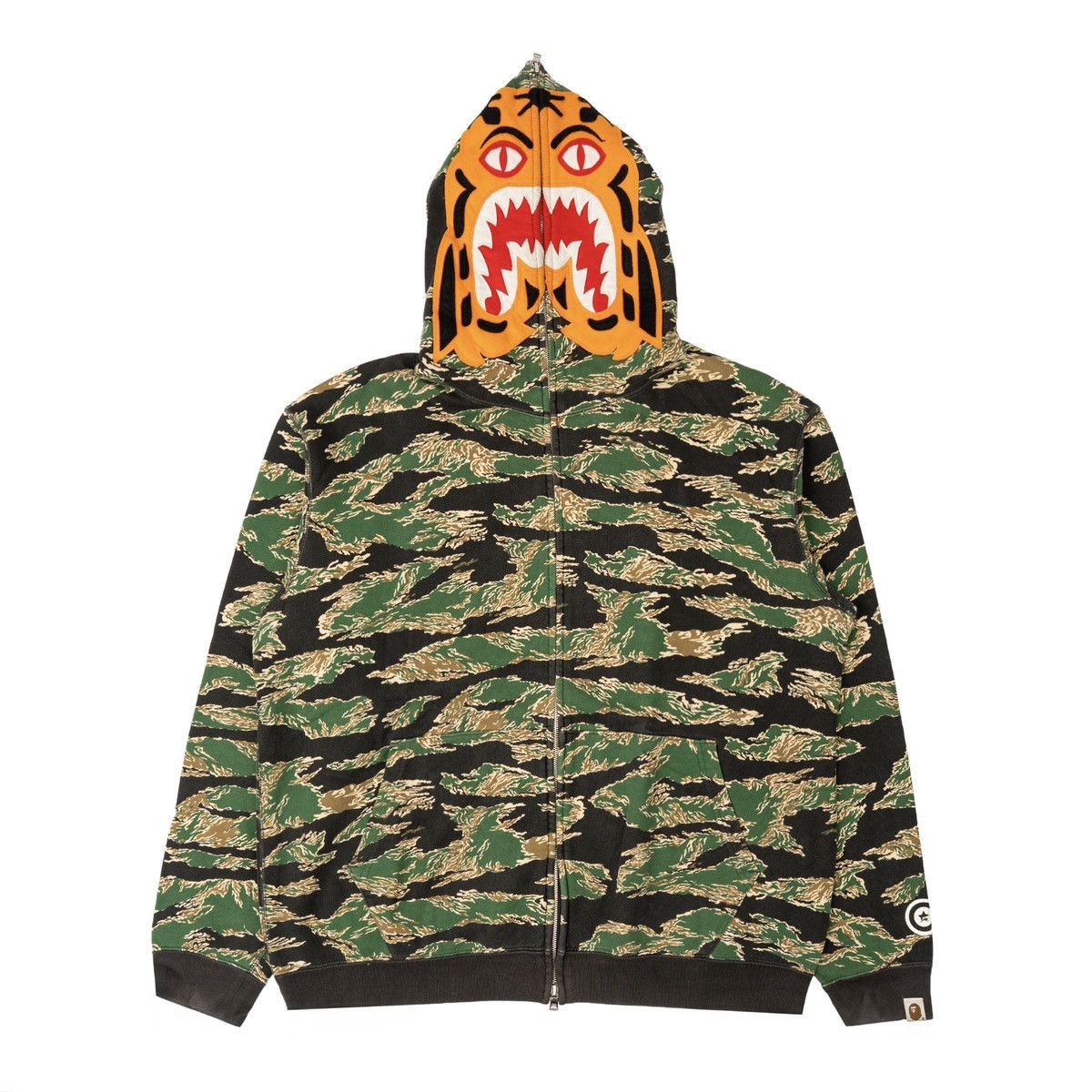 Bape Tiger Full Zip Hooded Sweatshirt 1st Camo Green Size US L / EU 52-54 / 3 - 1 Thumbnail