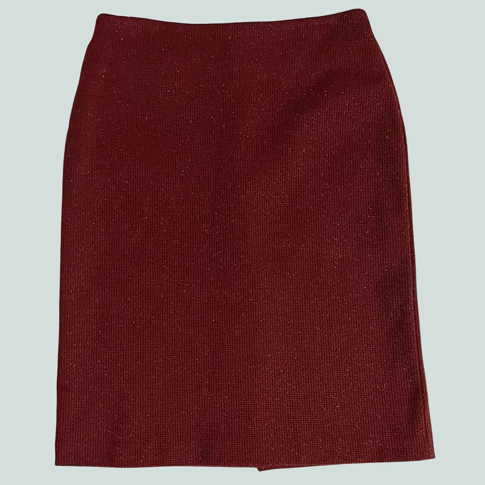 Vintage les chemins blancs Skirt Knee Length Maroon Burgundy Nylon Pencil Womens L Size Size 36" / US 14 / IT 50 - 1 Thumbnail