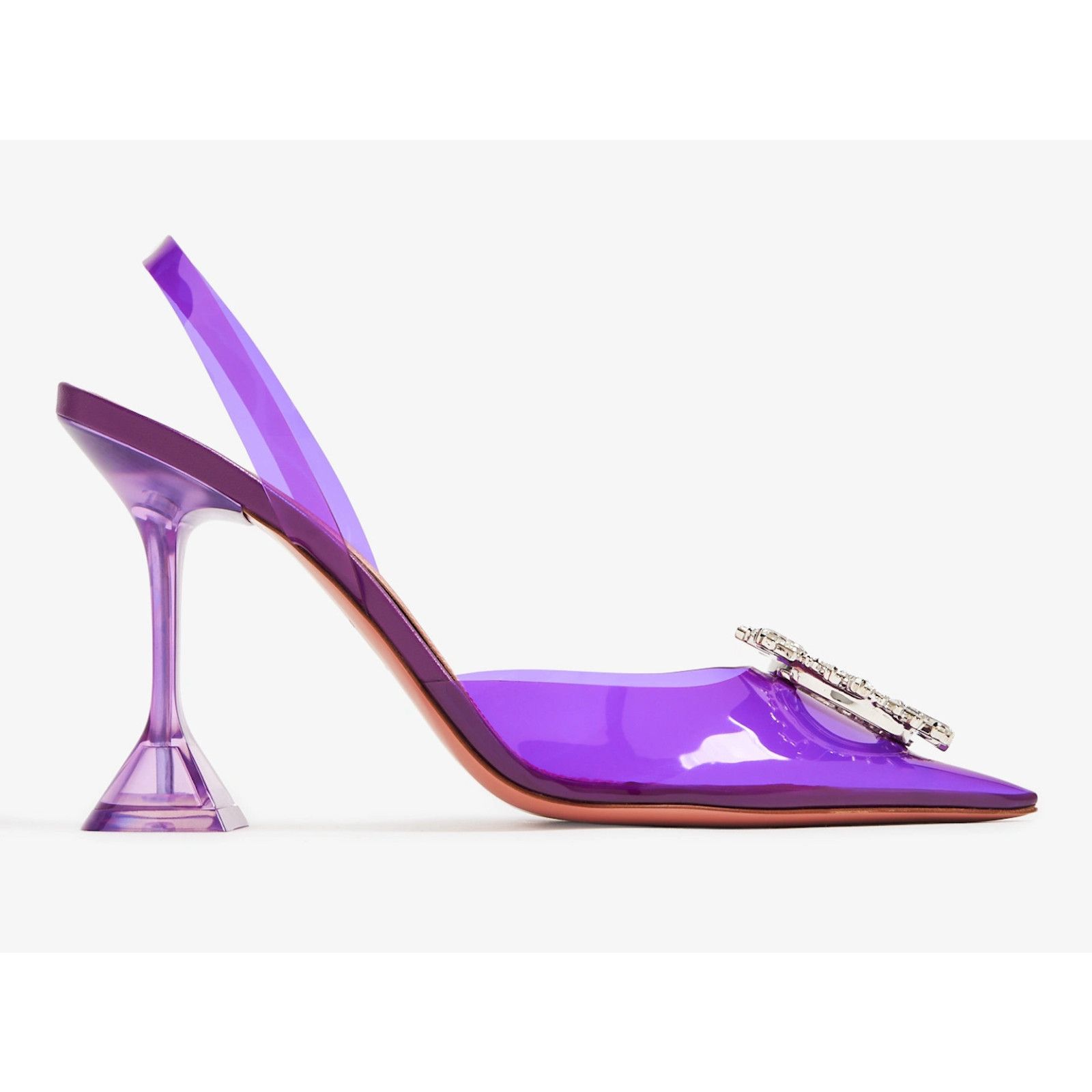 Amina Muaddi Amina Muaddi 95 Begum Glass PVC Purple Slingback Size US 9 / IT 39 - 1 Thumbnail