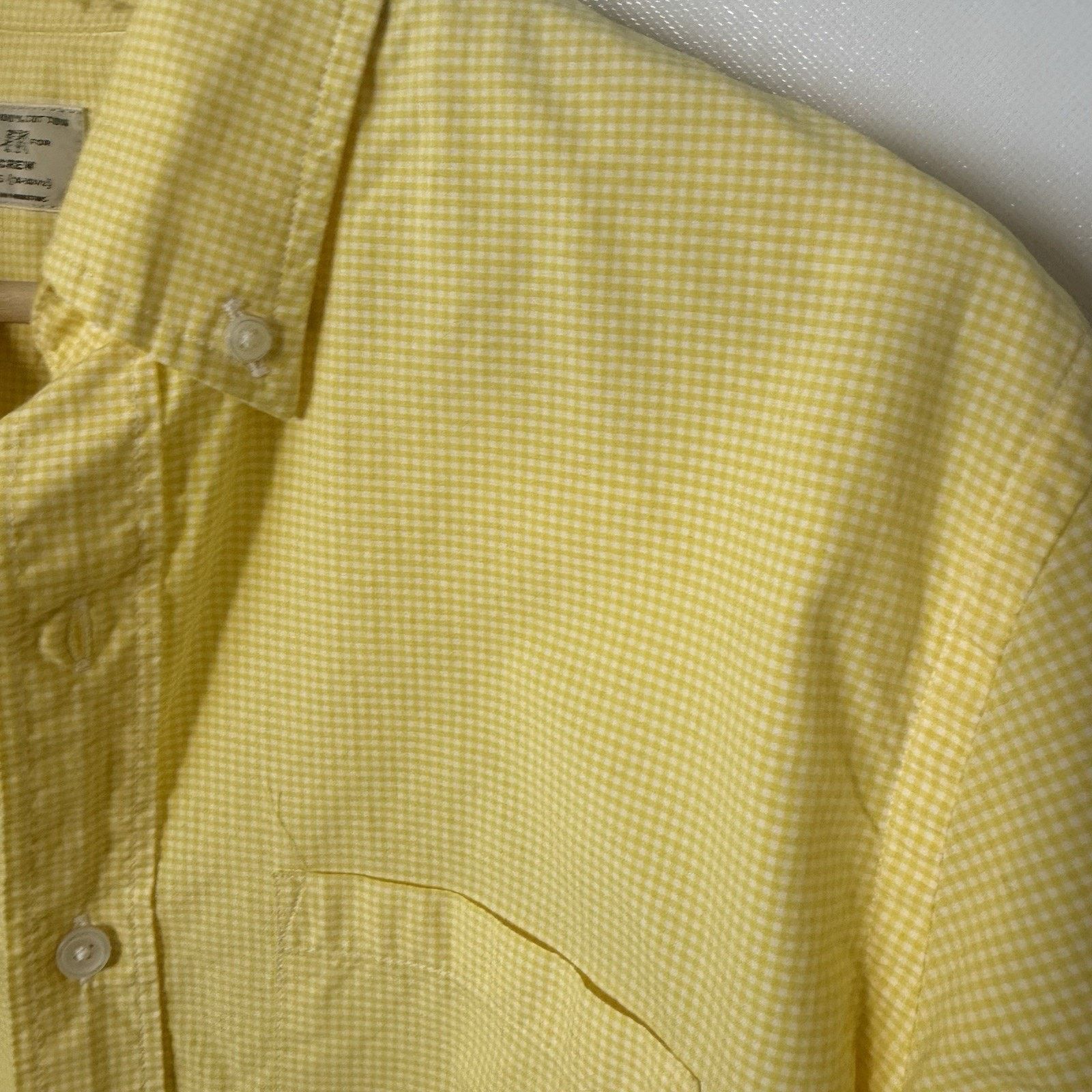 J.Crew J Crew Shirt Yellow 2 Ply 100% Cotton Buttton Down Gingham Size US S / EU 44-46 / 1 - 4 Thumbnail