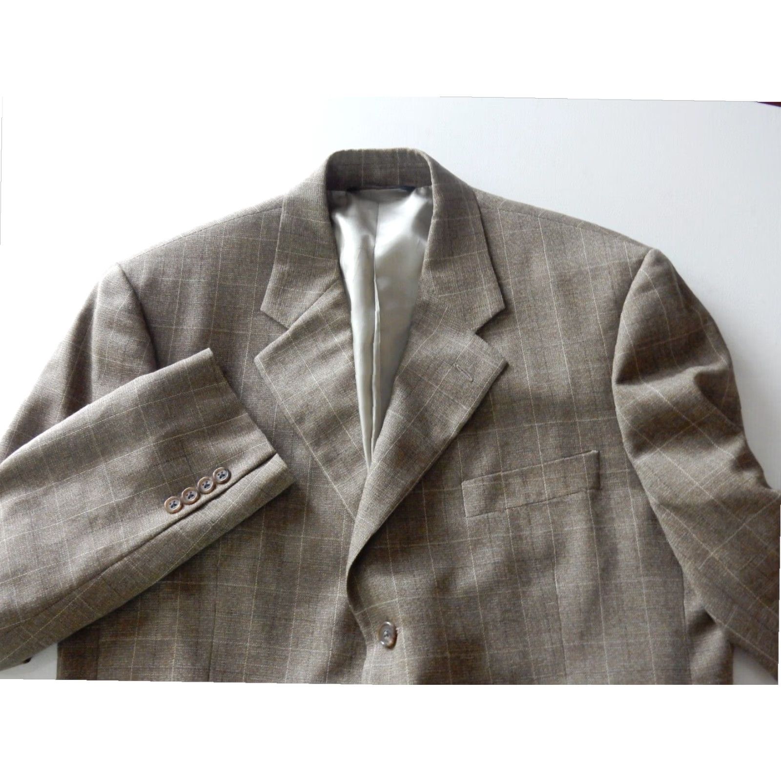 Brooks Brothers Brooks Brothers Men's 1 Piece Plaid Wool Blazer Sport Coat Brown 43T Size 48R - 2 Thumbnail