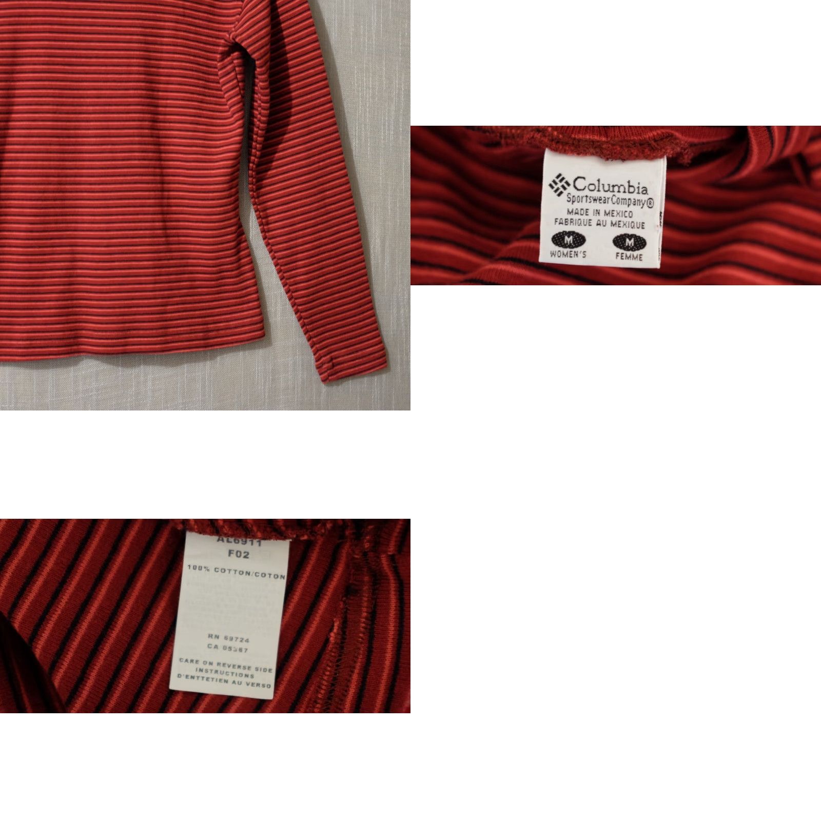Vintage VINTAGE Columbia Shirt Mock Neck Stripe Red/Black/Pink Women's M #H81-4 Size M / US 6-8 / IT 42-44 - 8 Thumbnail
