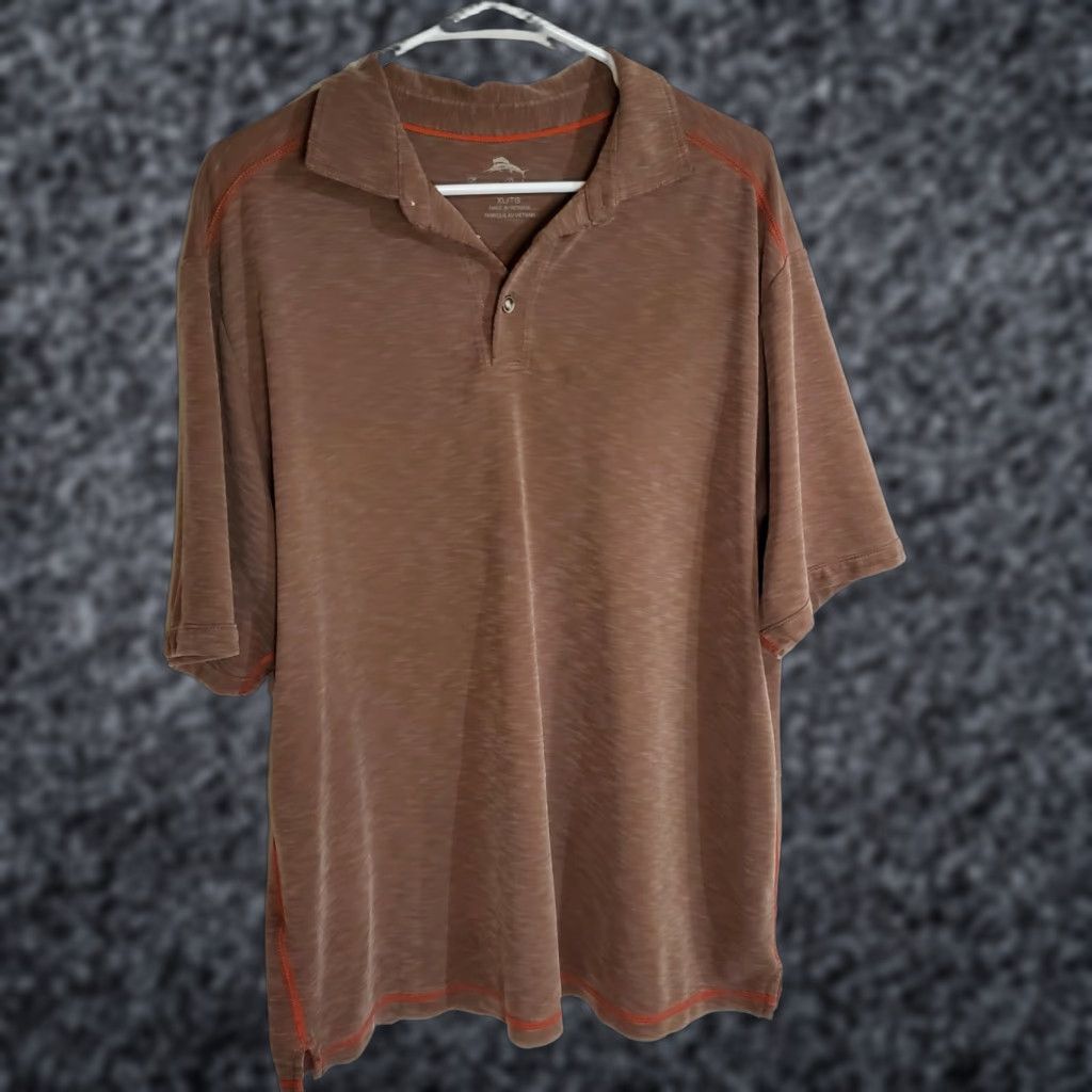 Tommy Bahama Tommy Bahama Jeans Polo Shirt Mens Salmon Short Sleeve XL Large Regular Cotton Tencel Knit Size US XL / EU 56 / 4 - 1 Thumbnail