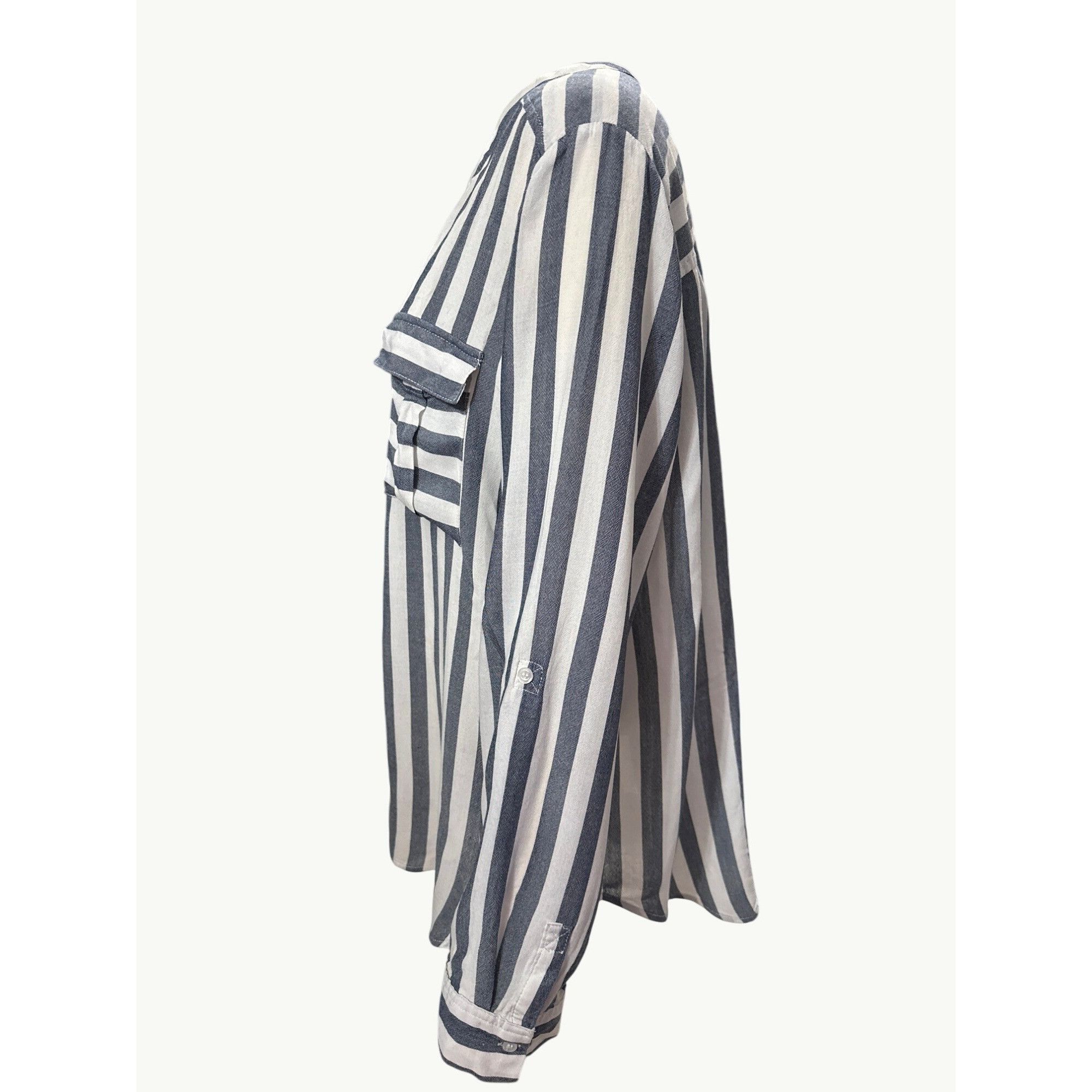 Other A.N.A. Striped Long Sleeve Rayon Blouse Size Large Breathabl Size L / US 10 / IT 46 - 2 Thumbnail