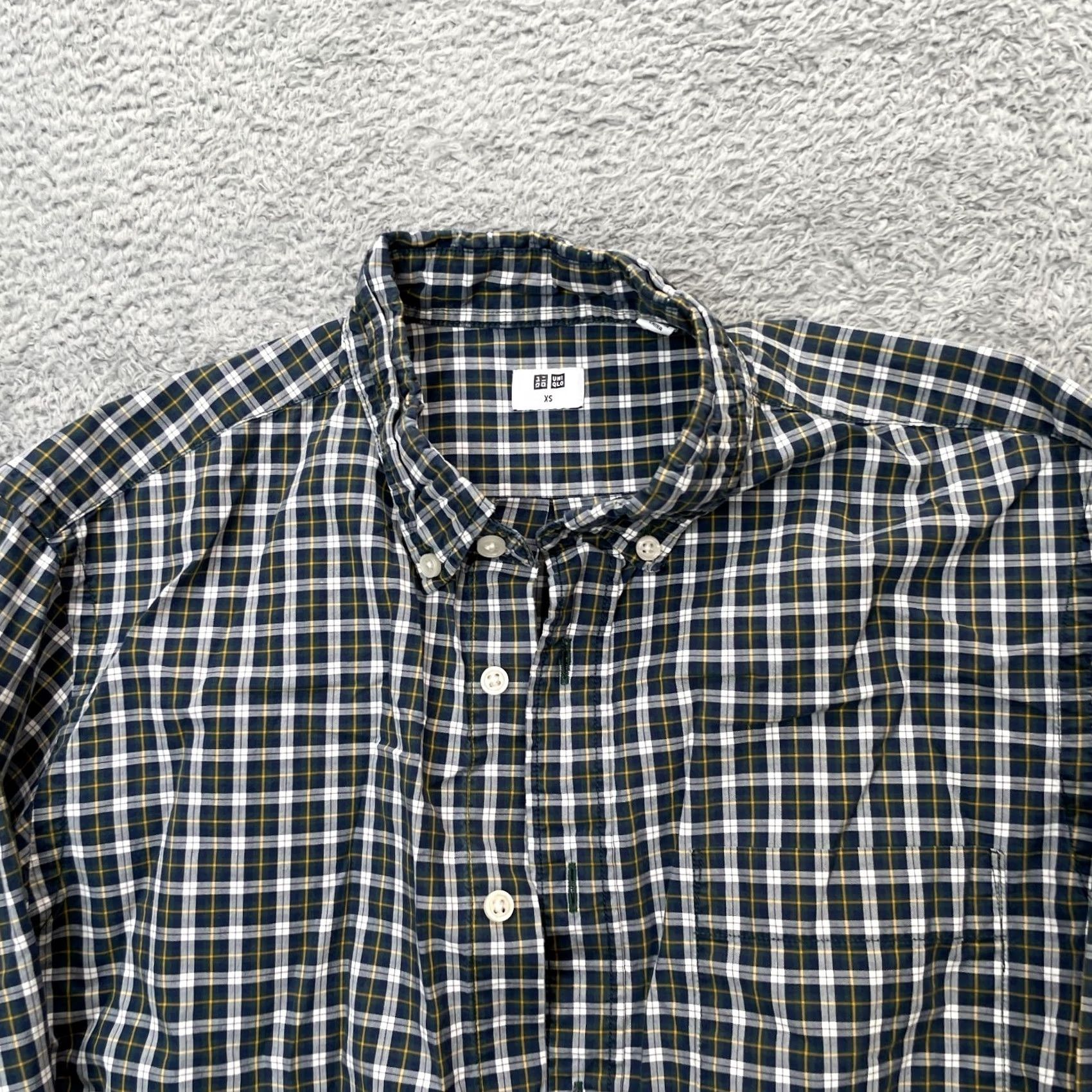 Uniqlo VINTAGE Uniqlo Shirt Mens XS Blue Extra Fine Cotton Broadcloth Check Pleated Button-Up Shirt Size US XS / EU 42 / 0 - 6 Thumbnail