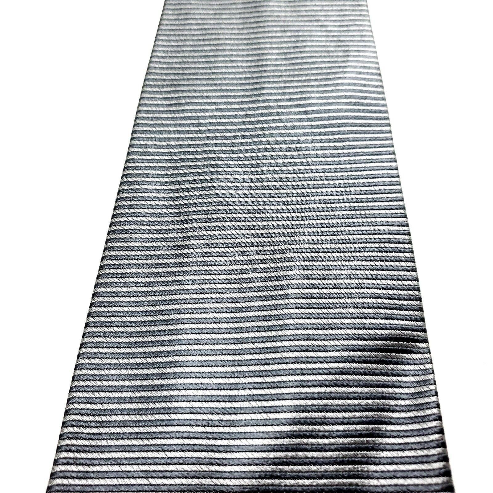 Vintage Geoffrey Beene Silk Tie Silver Woven Wide Size ONE SIZE - 2 Thumbnail
