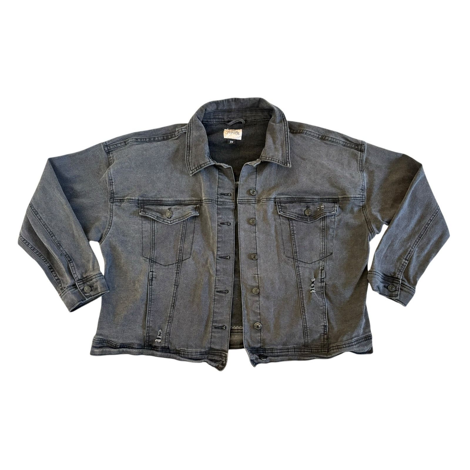 Led Zeppelin LED ZEPPELIN Upcycled Gray Denim Jacket Retro Vintage 2X Size XXL / US 16-18 / IT 52-54 - 4 Thumbnail