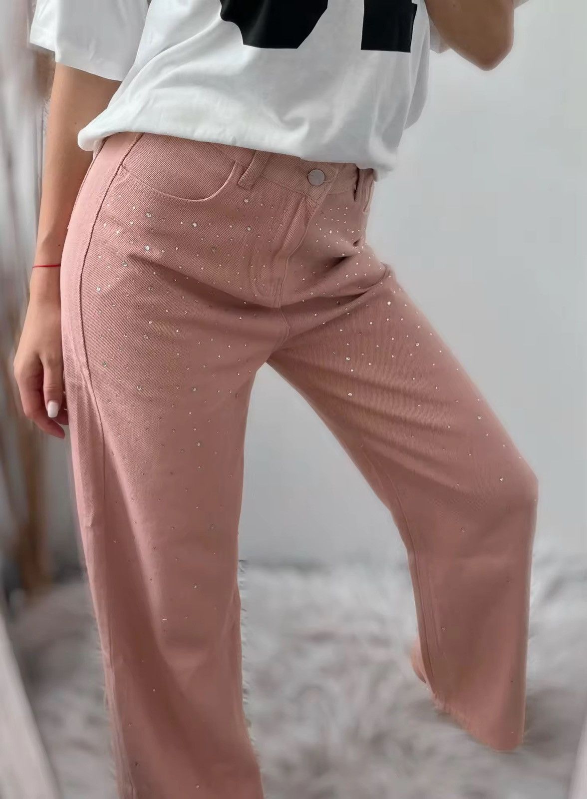 Japanese Brand × Jean Rhinestone High Waist Pink Jeans Size 29" - 6 Thumbnail