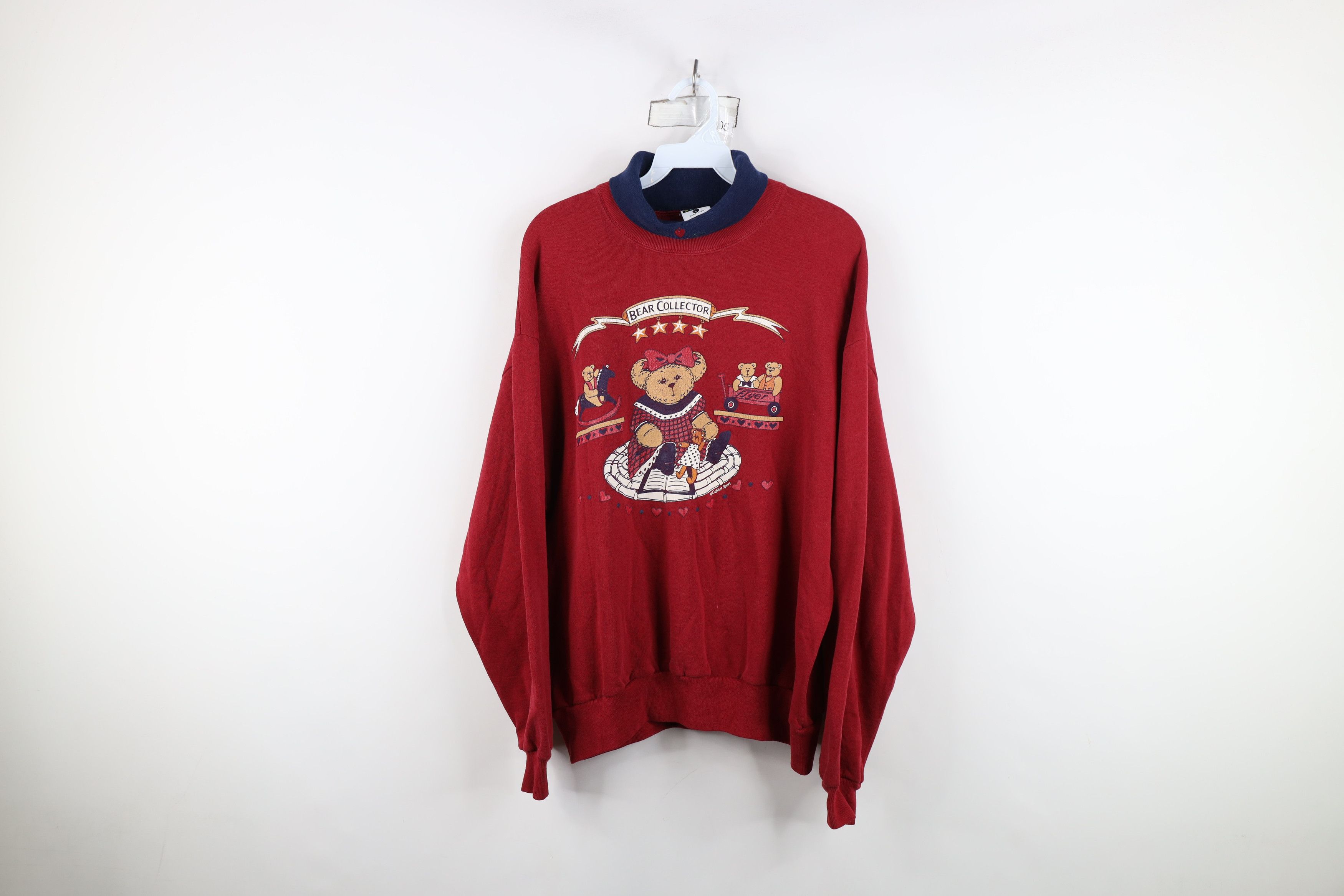Vintage Vintage 90s Streetwear Heart Turtleneck Sweatshirt USA Size L / US 10 / IT 46 - 1 Thumbnail