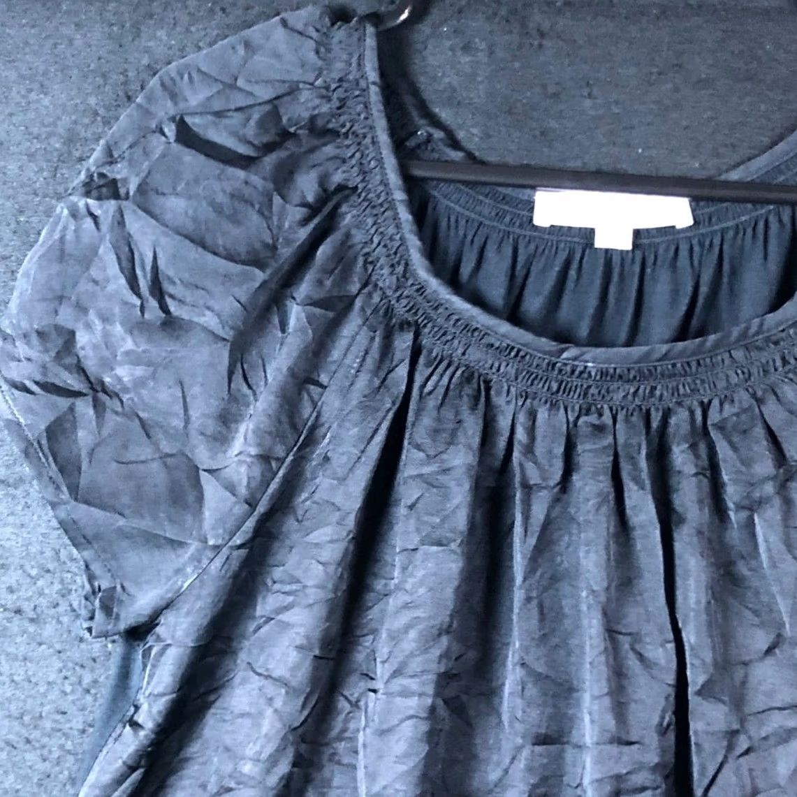 Loft LOFT Ann Taylor Womens Blouse Black Short Sleeve Round Neck Tunic Medium Size M / US 6-8 / IT 42-44 - 4 Thumbnail