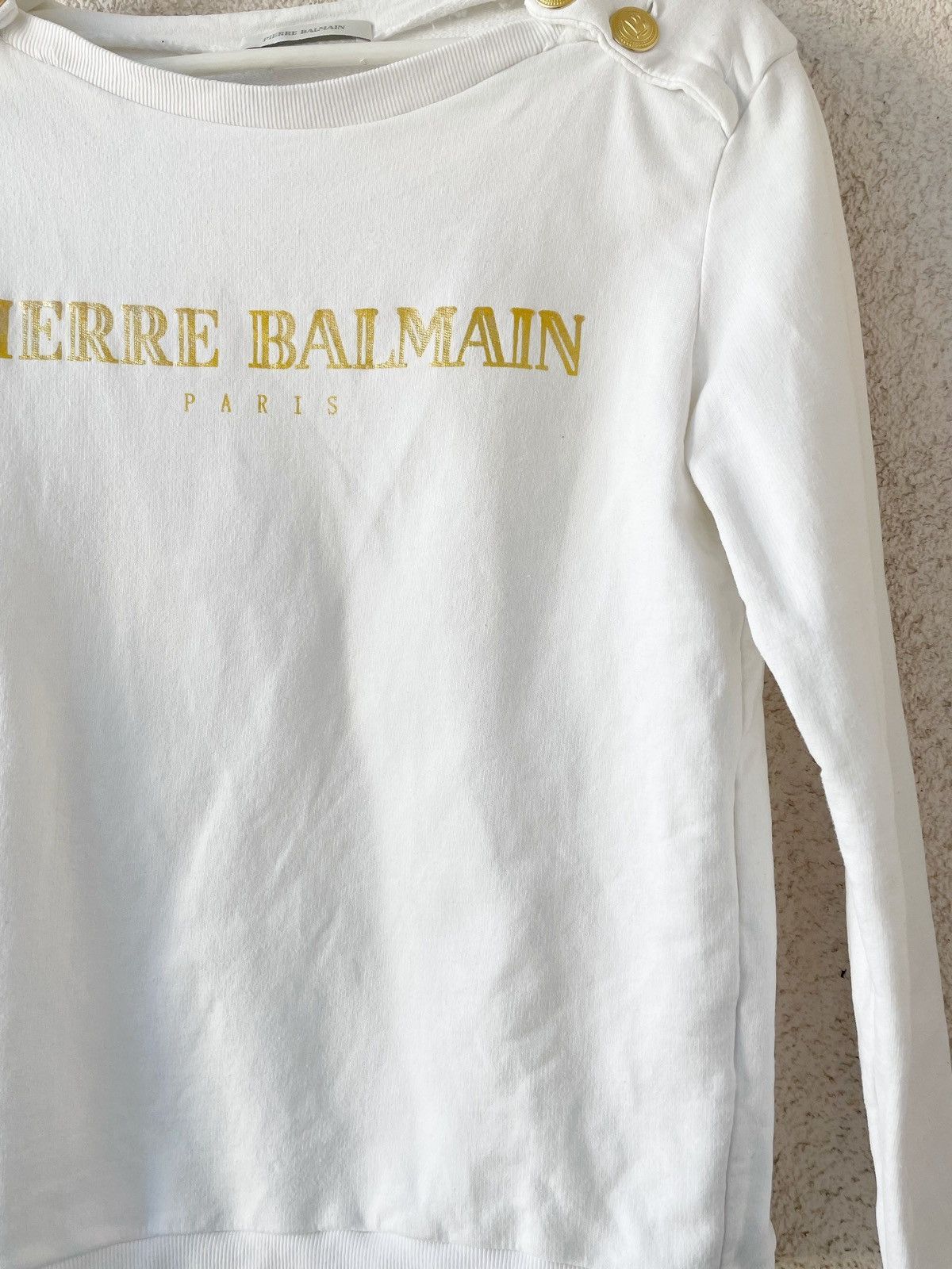 Pierre Balmain Pierre Balmain Big Logo White Women Sweatshirt Size 40/L Size L / US 10 / IT 46 - 3 Thumbnail