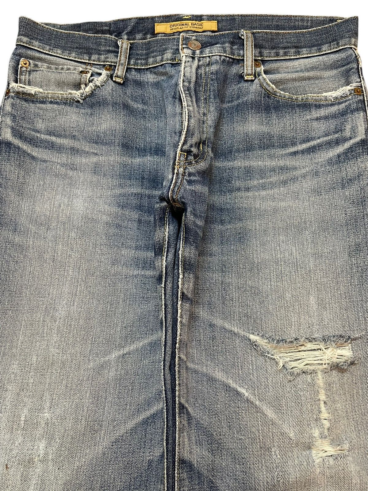 Uniqlo Vintage Y2k Japan Uniqlo Faded Wash Distress Wide Leg Baggy Size US 33 - 3 Thumbnail