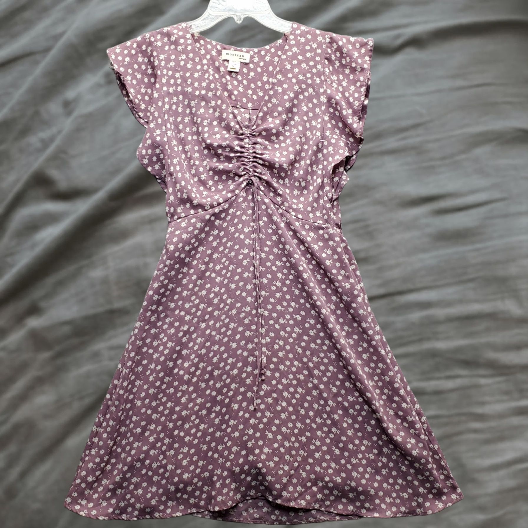 Vintage Monteau Dress Womens Small Multi Floral V-Neck Ruffle Twist Front A-Line Lined Size S / US 4 / IT 40 - 1 Thumbnail