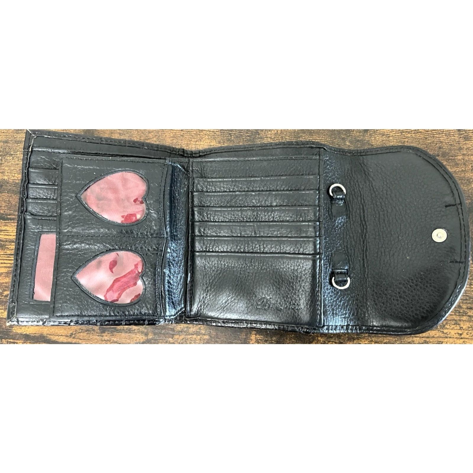 Brighton Brighton Wallet Bi-Fold Leather Black Womens Silver Credit Card Folding Croc Leather Bifold 5.5” x 4.5” Good Condition Size ONE SIZE - 7 Thumbnail
