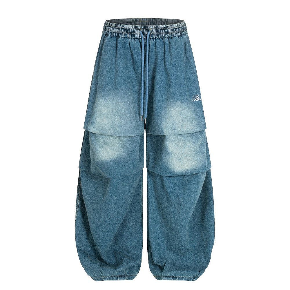 Jean Trendy Vibe loose casual men's pleated wide-leg jeans Size US 32 / EU 48 - 1 Thumbnail