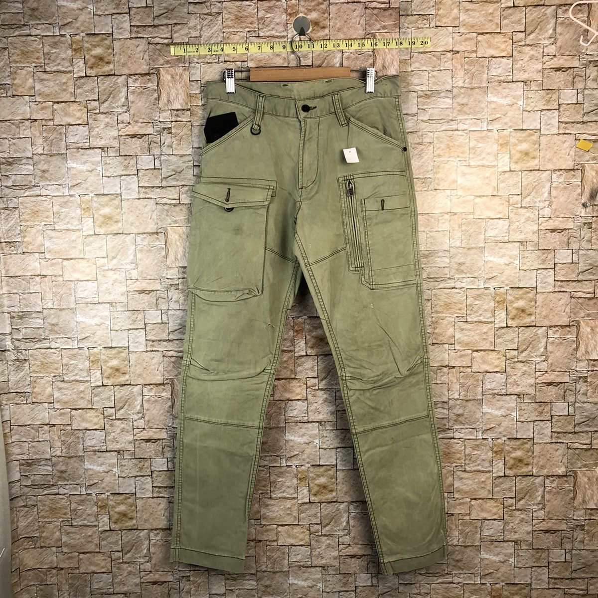 Japanese Brand IZRF Military Green Cargo Multipocket Pants #A1158 Size US 31 - 1 Thumbnail