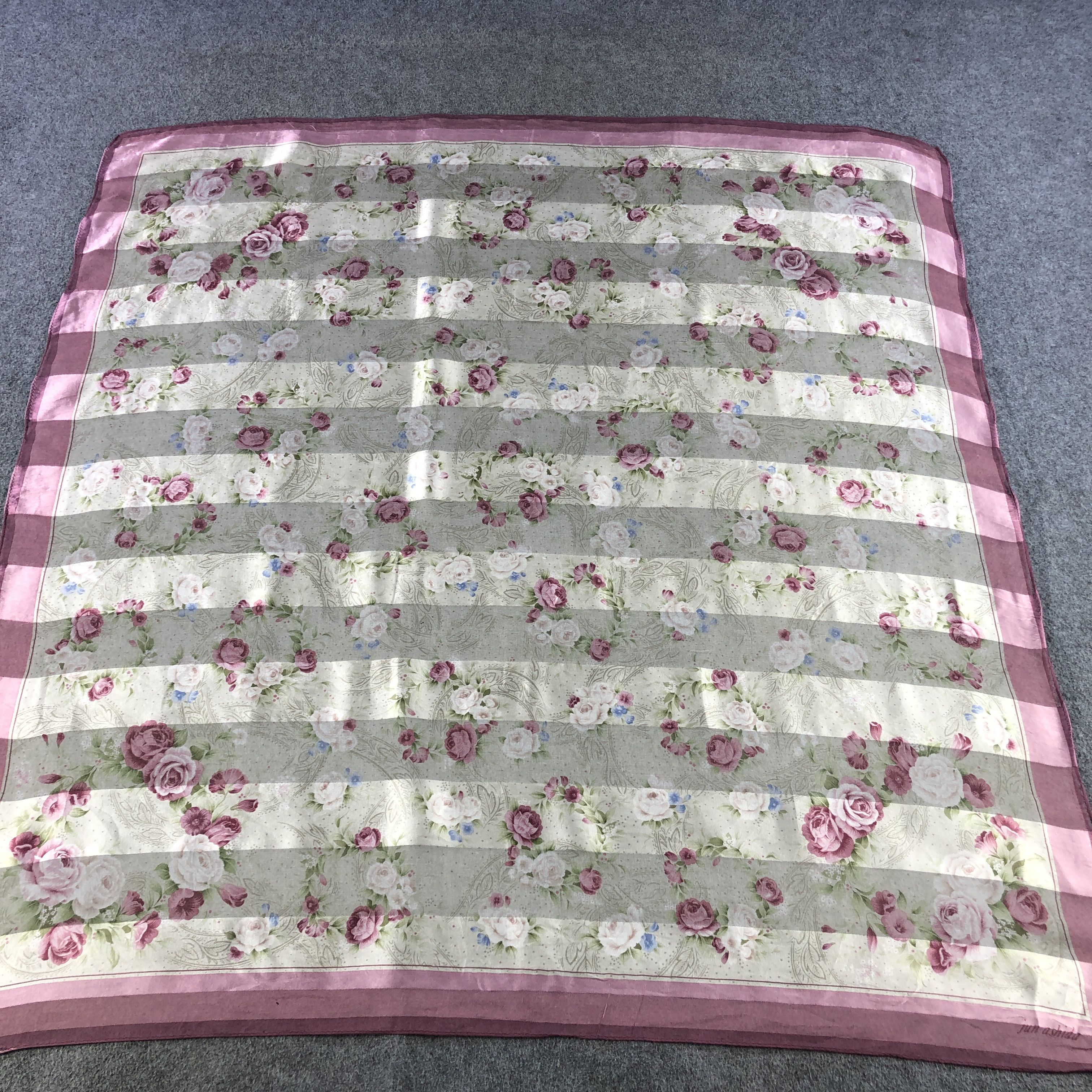 Japanese Brand Jun Ashida Floral Silk Scarf M1125 Size ONE SIZE - 2 Thumbnail